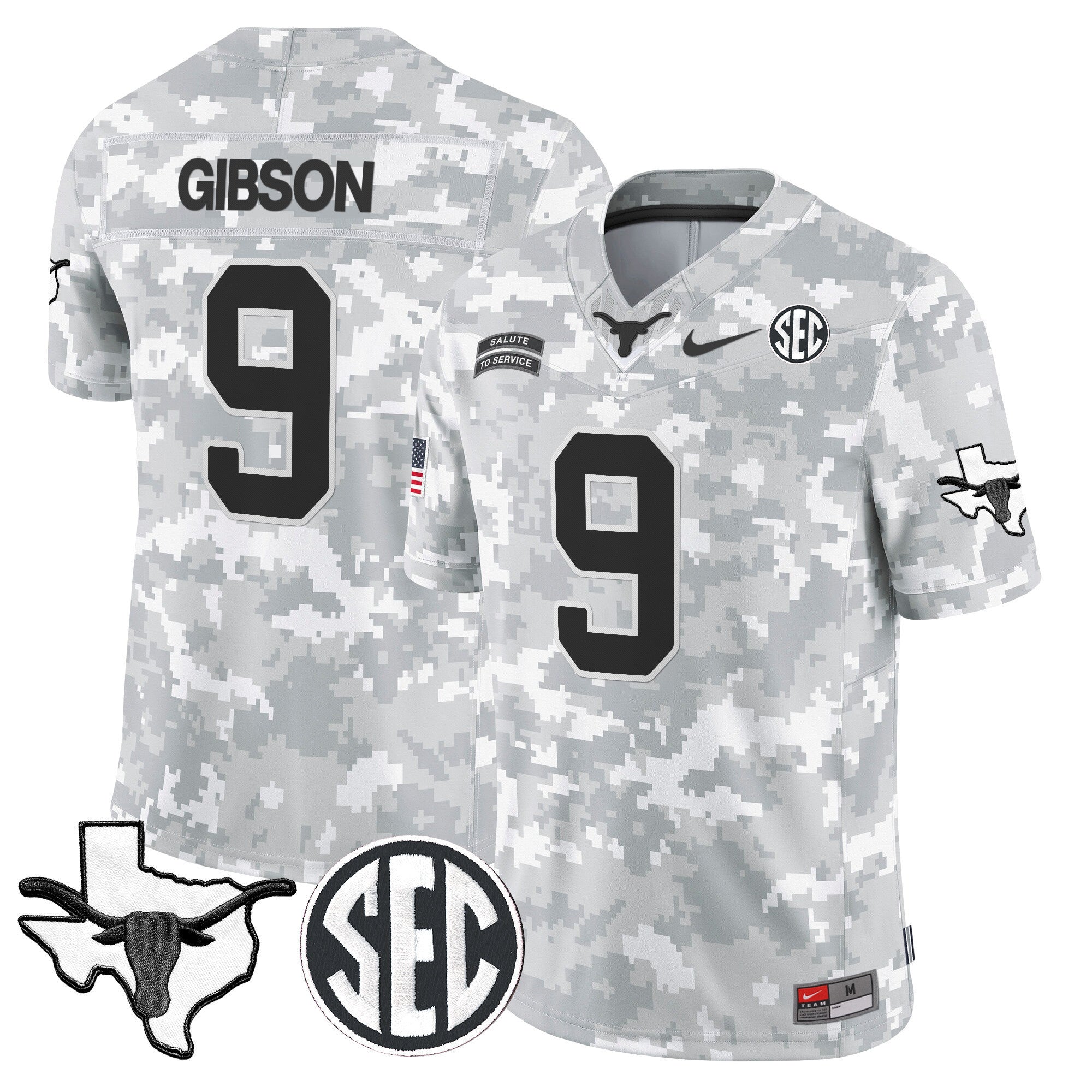 Texas Longhorns 2024 Salute to Service Vapor Limited Jersey - Arctic Camo - All Stitched