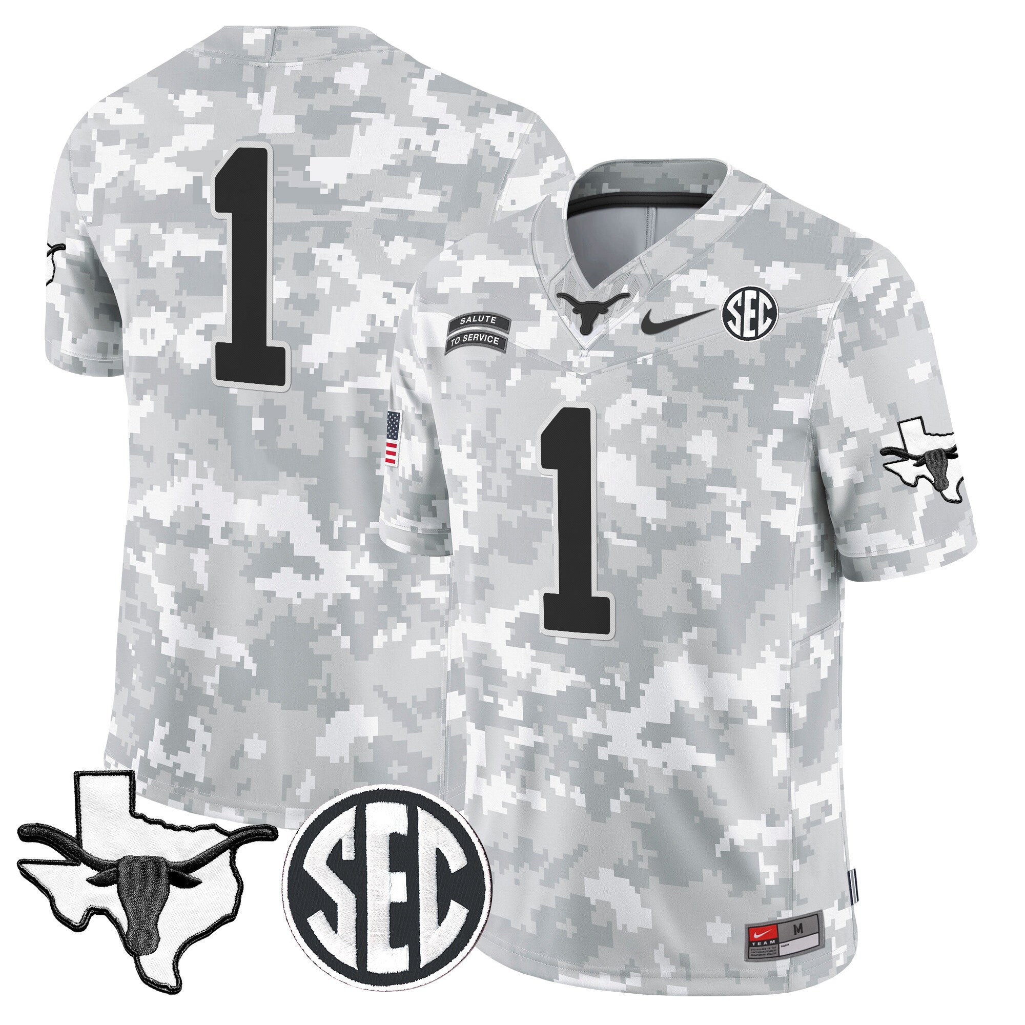 Texas Longhorns 2024 Salute to Service Vapor Limited Jersey - Arctic Camo - All Stitched