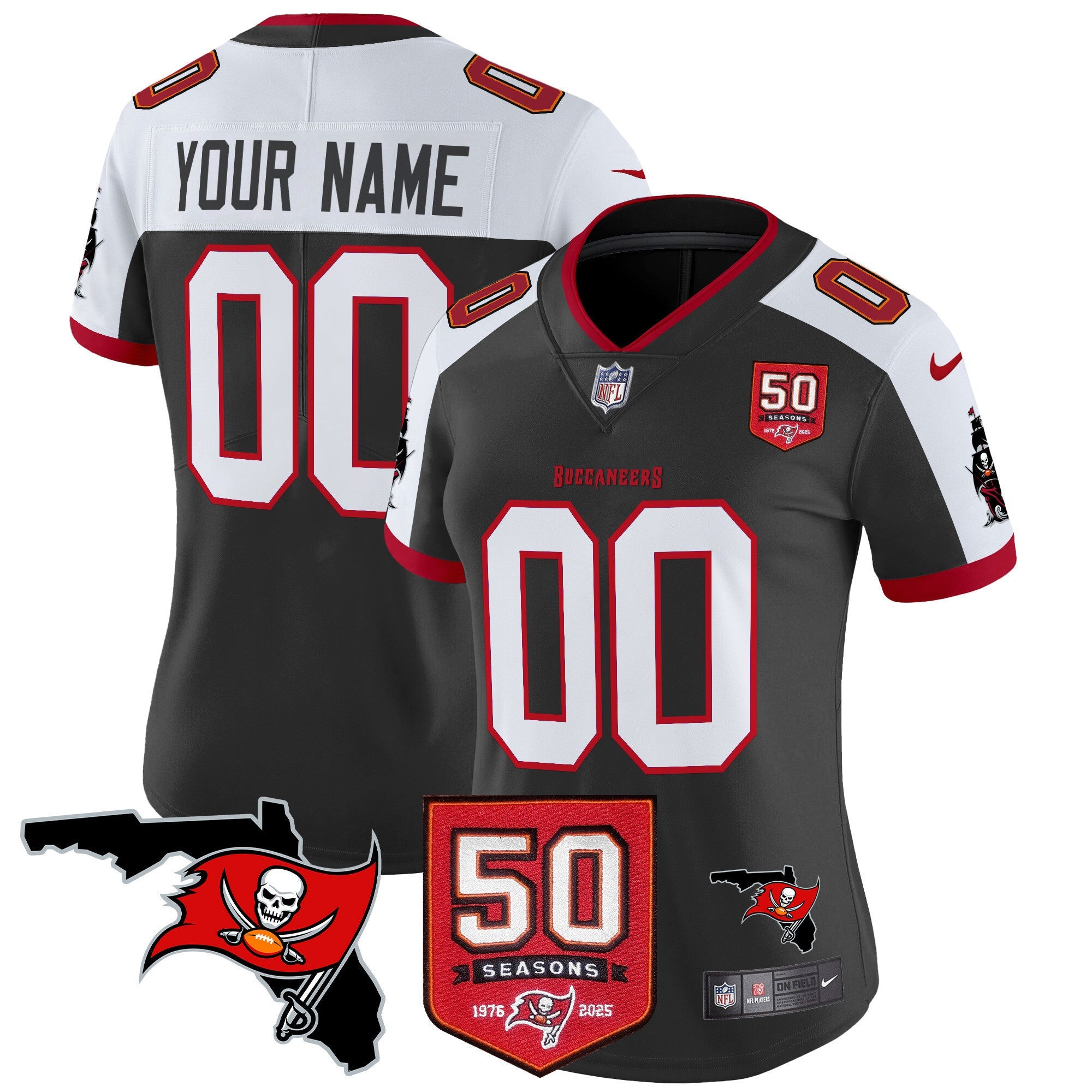 Tampa Bay Buccaneers 50th Season Patch Vapor Limited Custom Jersey - All Stitched
