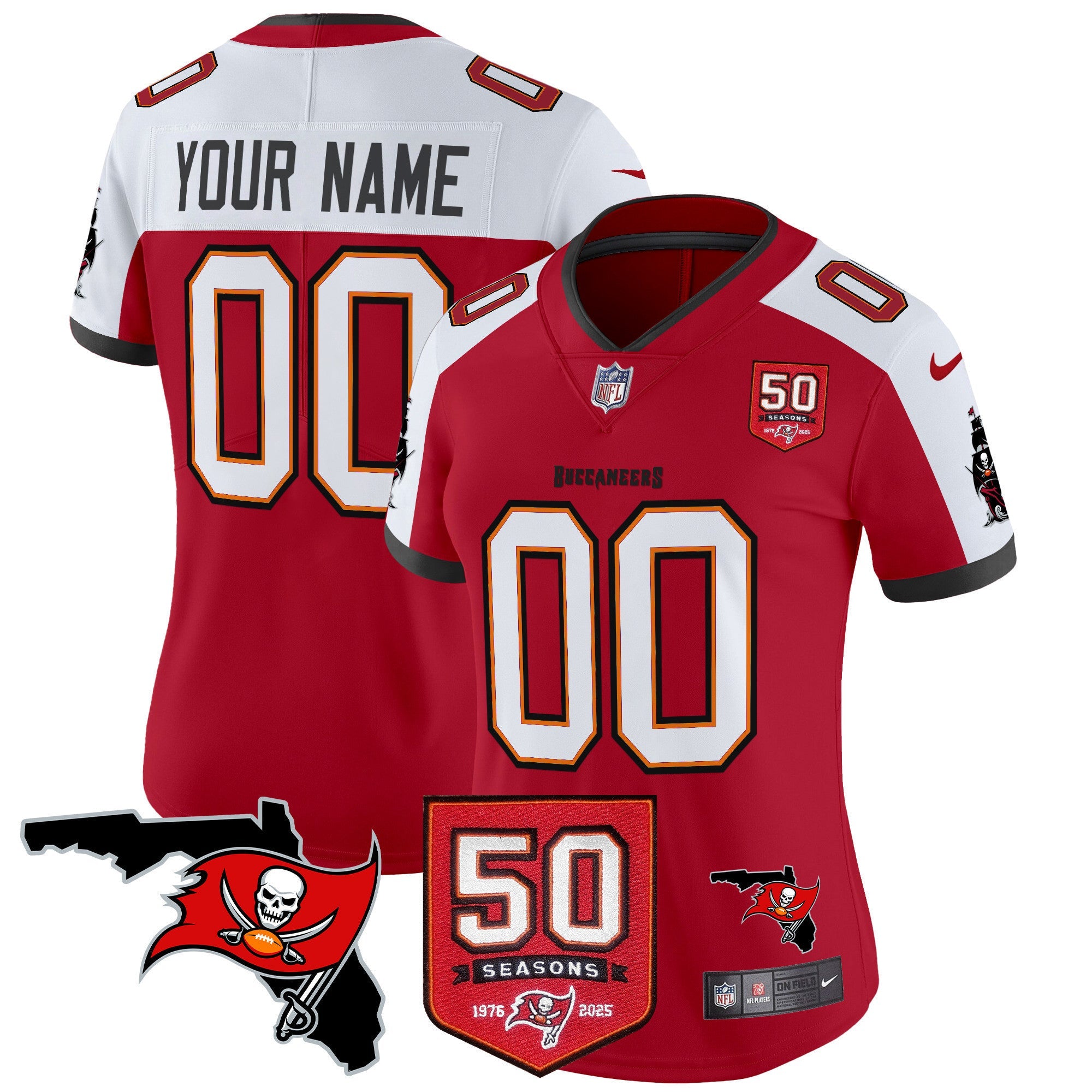 Tampa Bay Buccaneers 50th Season Patch Vapor Limited Custom Jersey - All Stitched