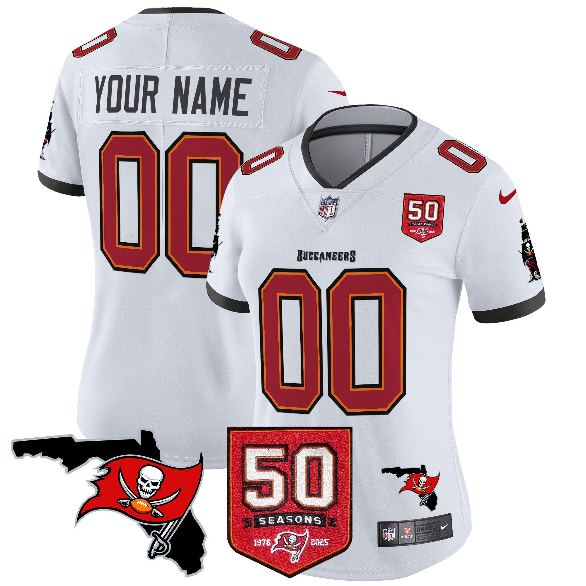 Tampa Bay Buccaneers 50th Season Patch Vapor Limited Custom Jersey - All Stitched