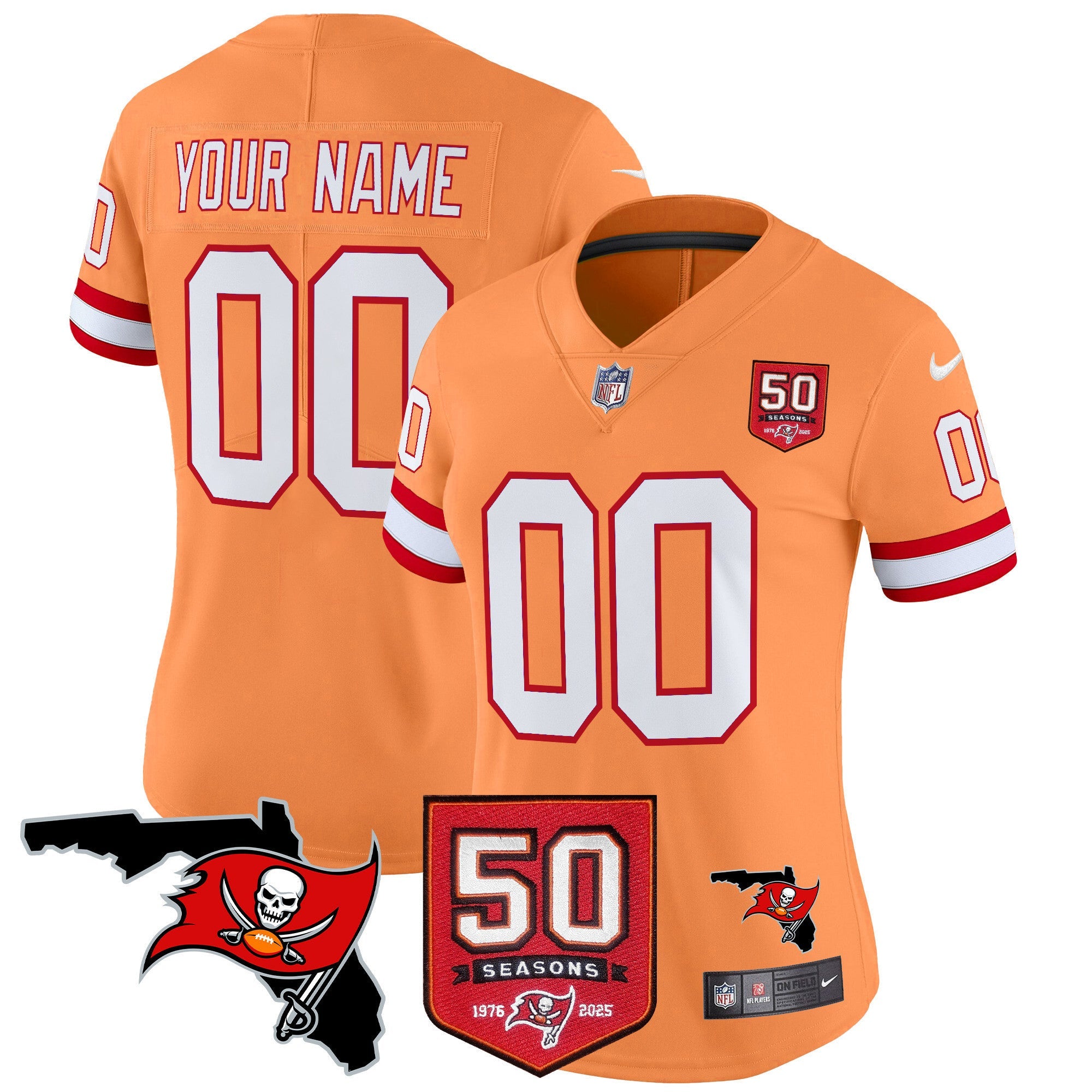 Tampa Bay Buccaneers 50th Season Patch Vapor Limited Custom Jersey - All Stitched