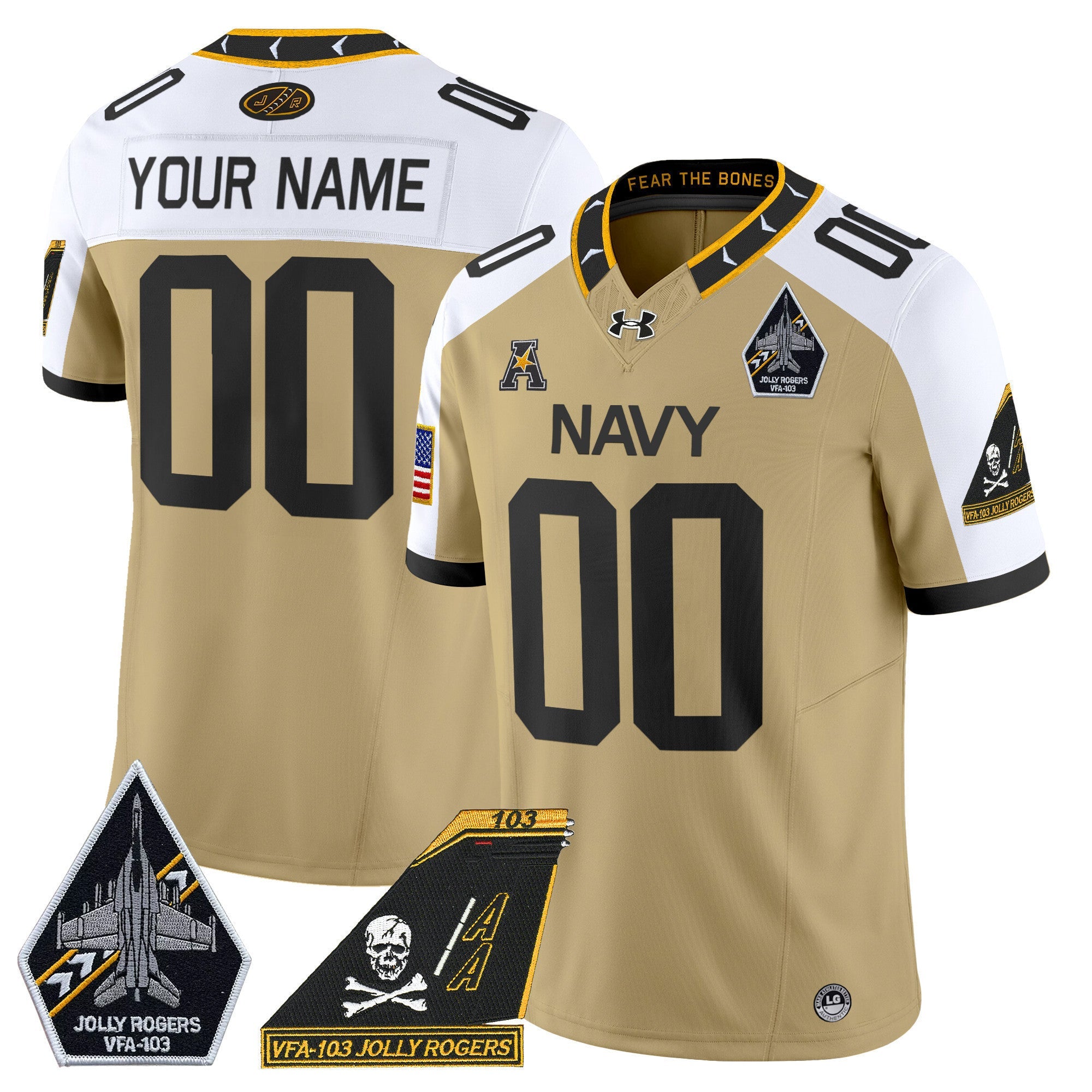 Navy Midshipmen 2024 Jolly Rogers Patch Vapor Limited Custom Jersey - All Stitched