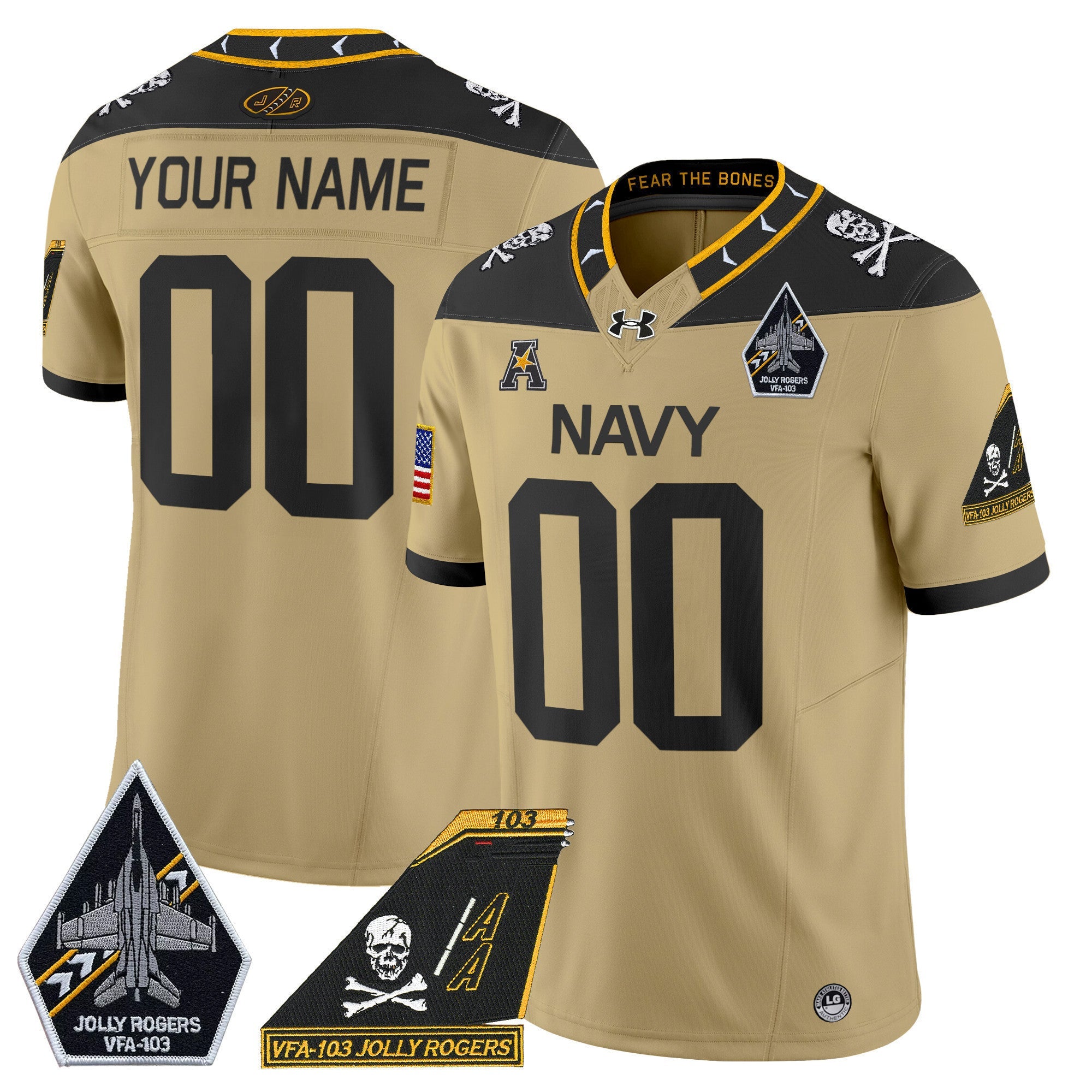 Navy Midshipmen 2024 Jolly Rogers Patch Vapor Limited Custom Jersey - All Stitched