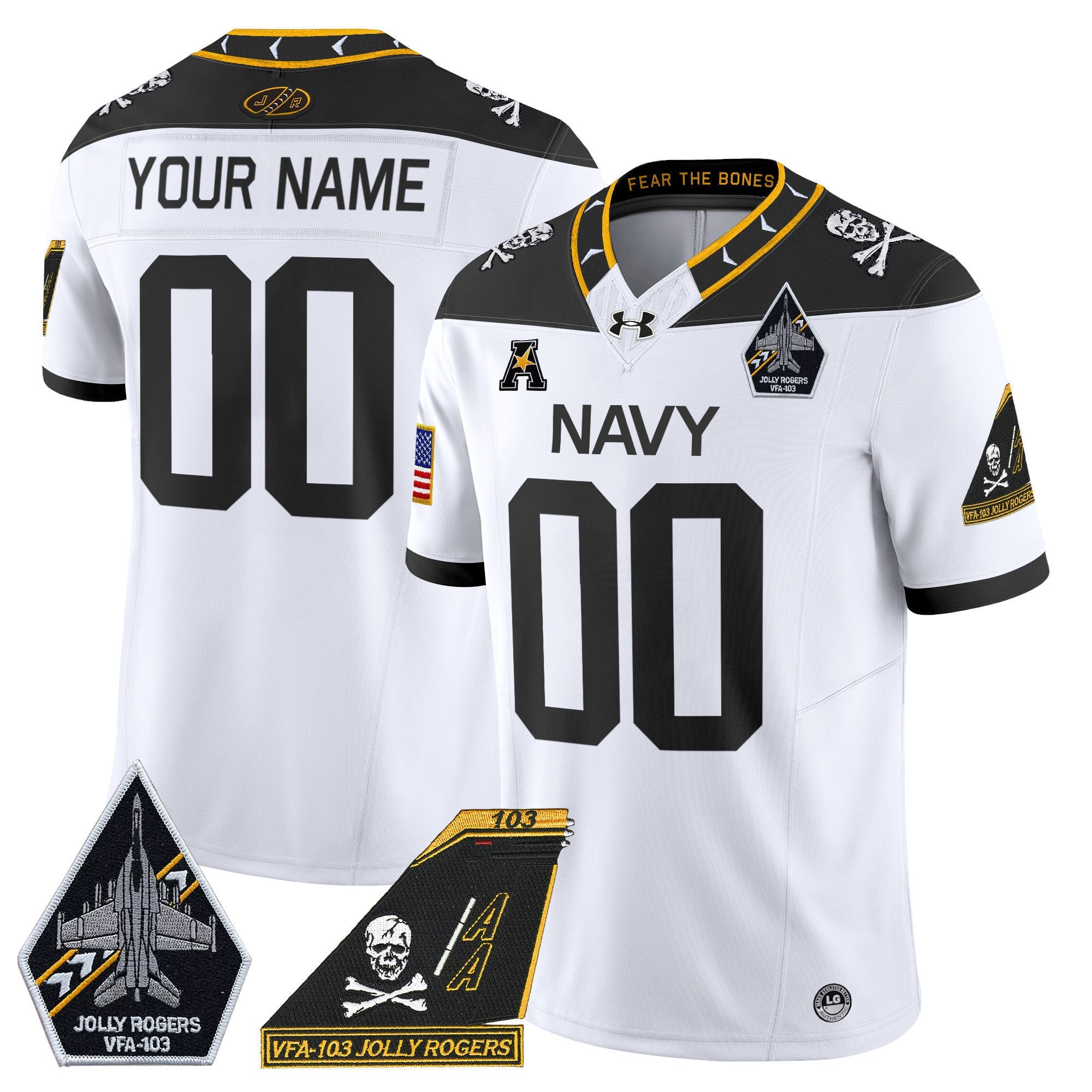 Navy Midshipmen 2024 Jolly Rogers Patch Vapor Limited Custom Jersey - All Stitched