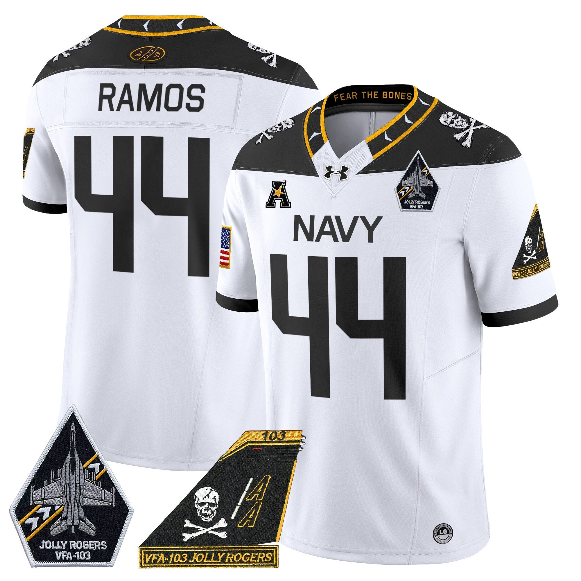Men's Navy Midshipmen 2024 Jolly Rogers Patch Vapor Limited Jersey - All Stitched