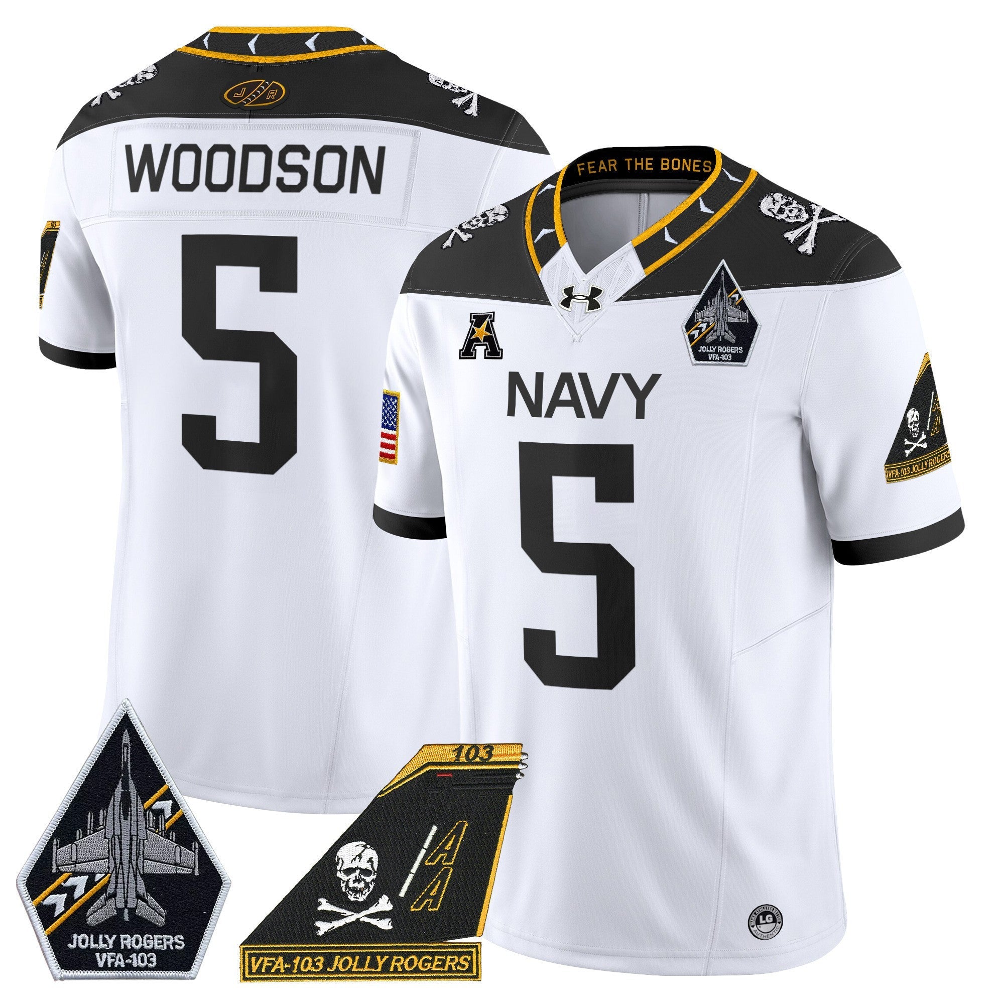 Men's Navy Midshipmen 2024 Jolly Rogers Patch Vapor Limited Jersey - All Stitched
