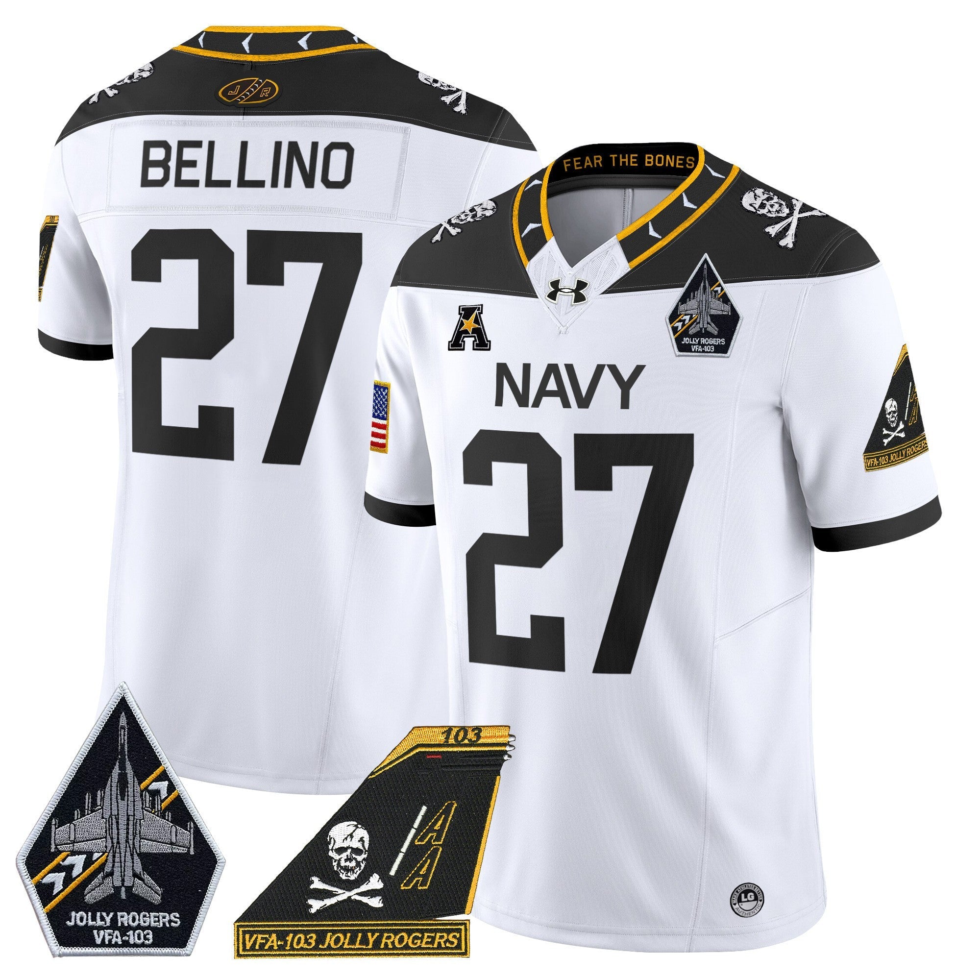 Men's Navy Midshipmen 2024 Jolly Rogers Patch Vapor Limited Jersey - All Stitched