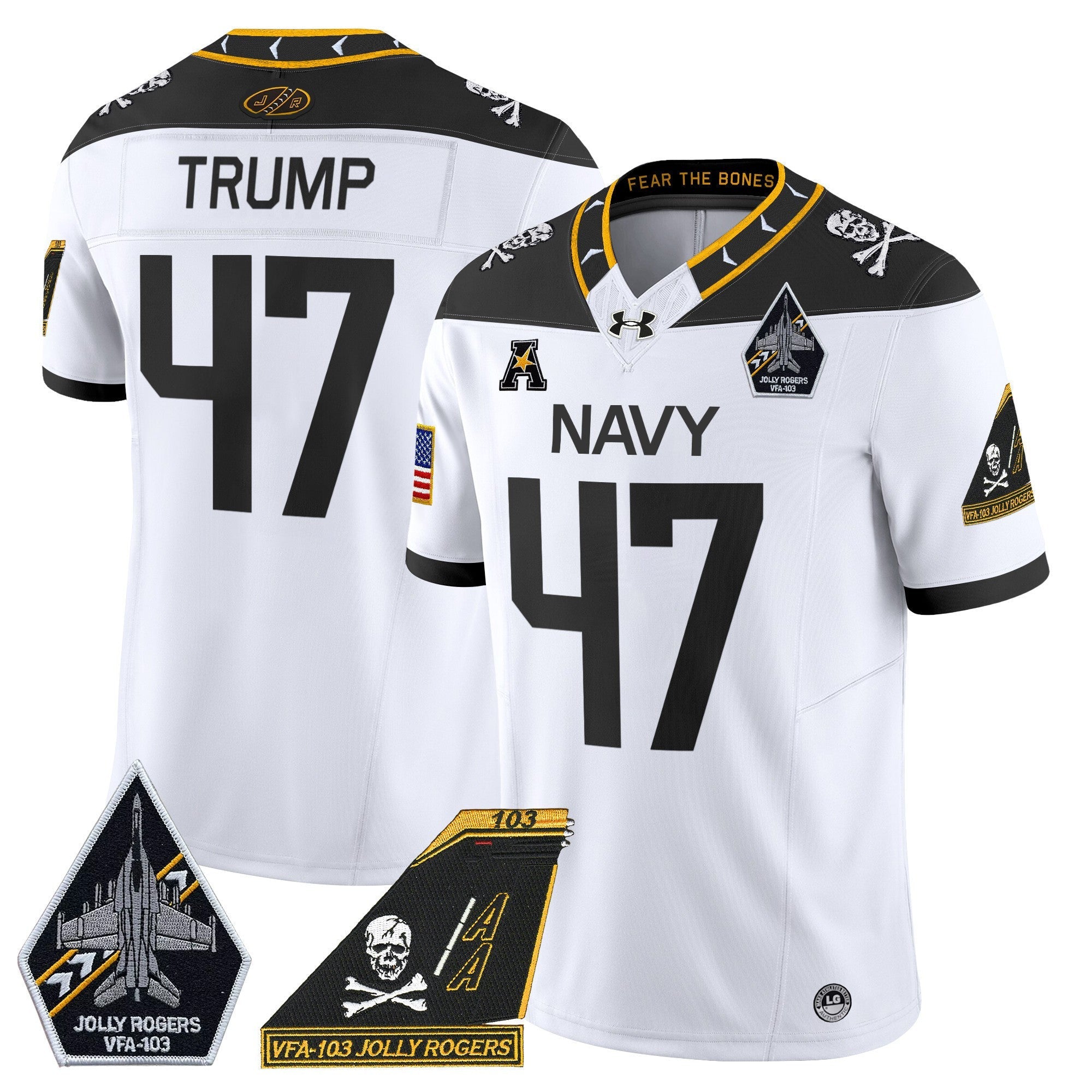 Men's Navy Midshipmen 2024 Jolly Rogers Patch Vapor Limited Jersey - All Stitched