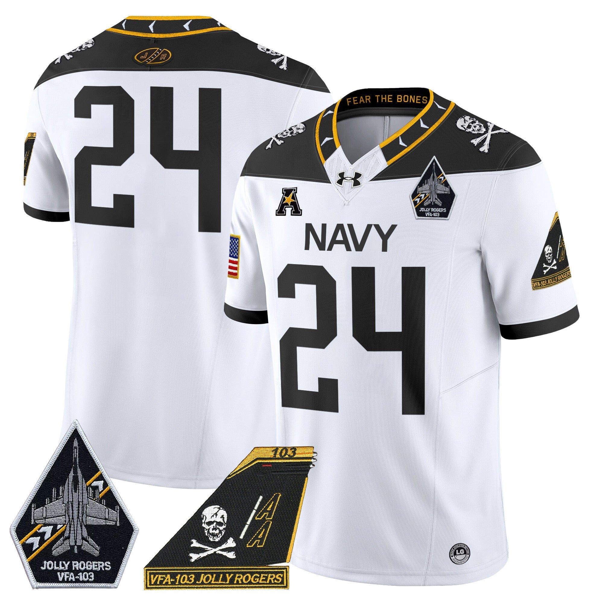 Men's Navy Midshipmen 2024 Jolly Rogers Patch Vapor Limited Jersey - All Stitched
