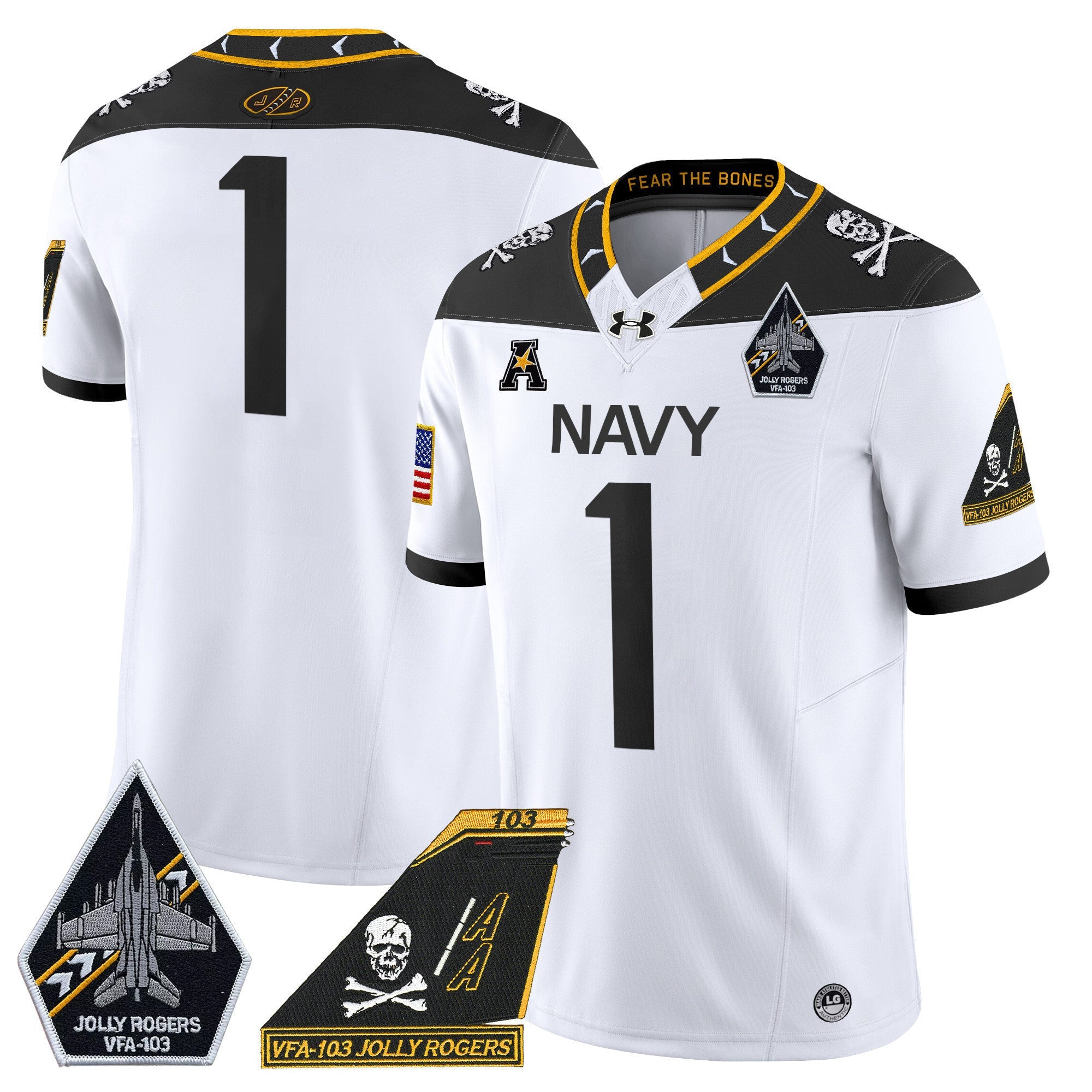 Men's Navy Midshipmen 2024 Jolly Rogers Patch Vapor Limited Jersey - All Stitched