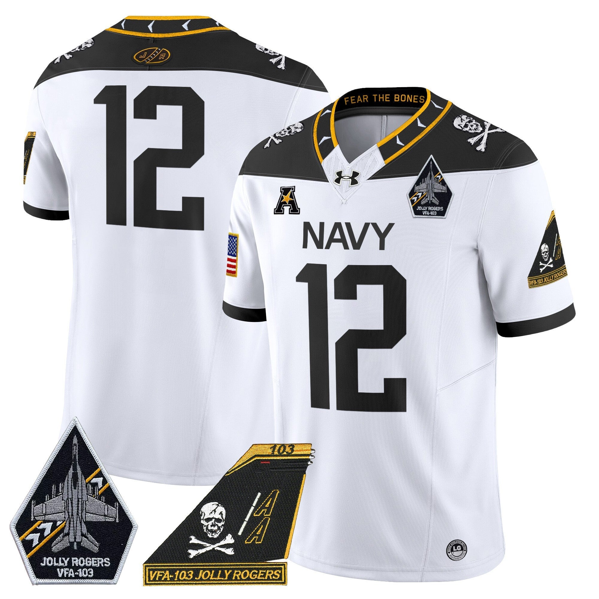 Men's Navy Midshipmen 2024 Jolly Rogers Patch Vapor Limited Jersey - All Stitched