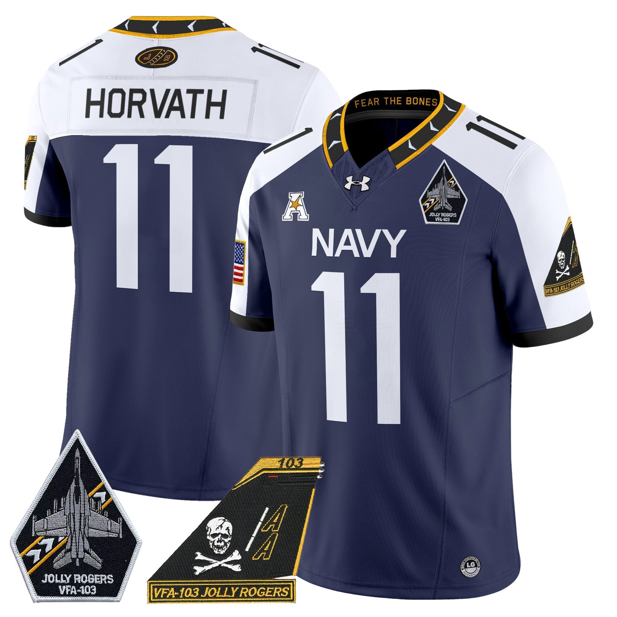 Men's Navy Midshipmen 2024 Jolly Rogers Patch Vapor Limited Jersey - All Stitched
