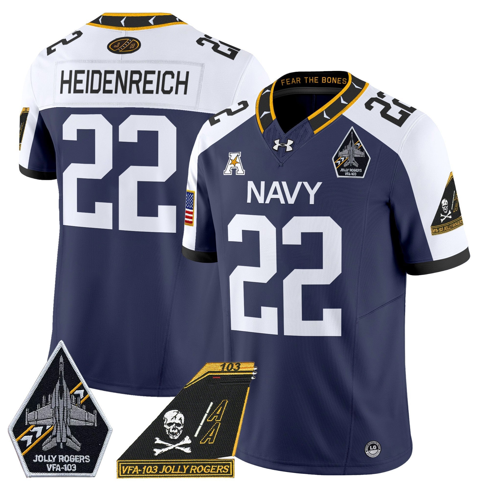 Men's Navy Midshipmen 2024 Jolly Rogers Patch Vapor Limited Jersey - All Stitched
