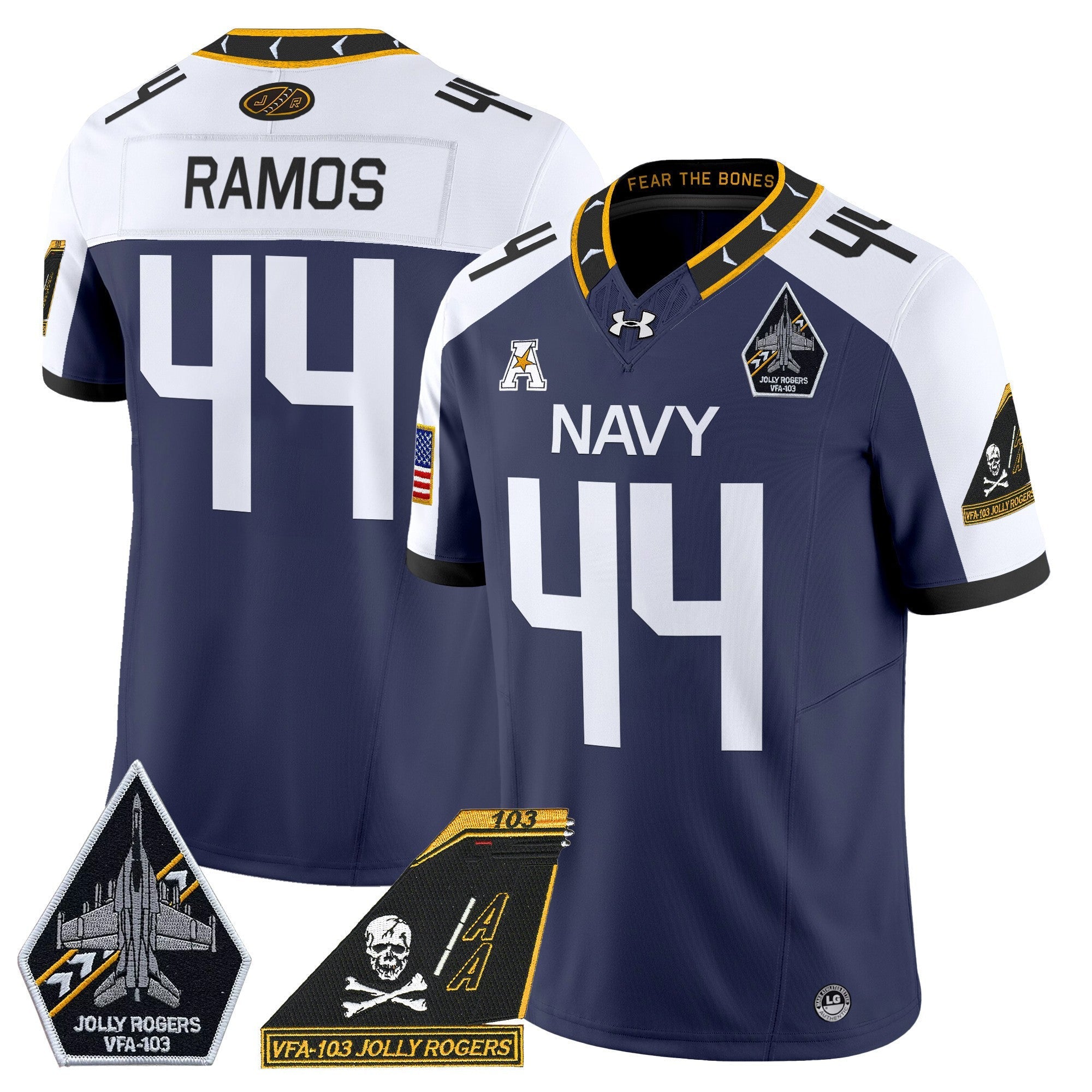Men's Navy Midshipmen 2024 Jolly Rogers Patch Vapor Limited Jersey - All Stitched