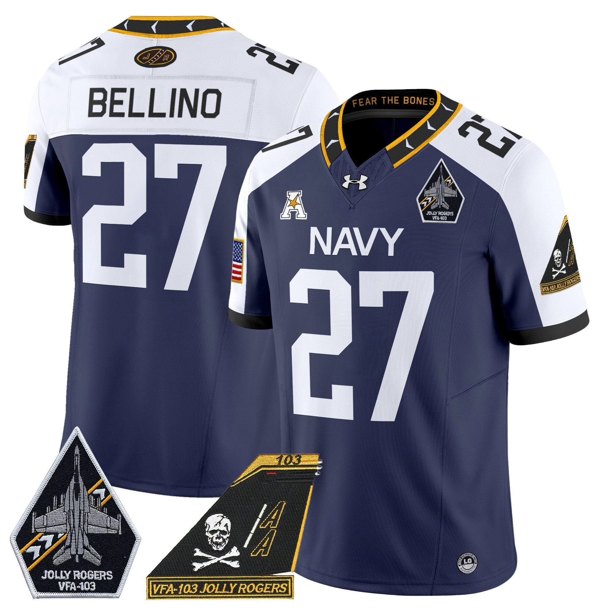 Men's Navy Midshipmen 2024 Jolly Rogers Patch Vapor Limited Jersey - All Stitched