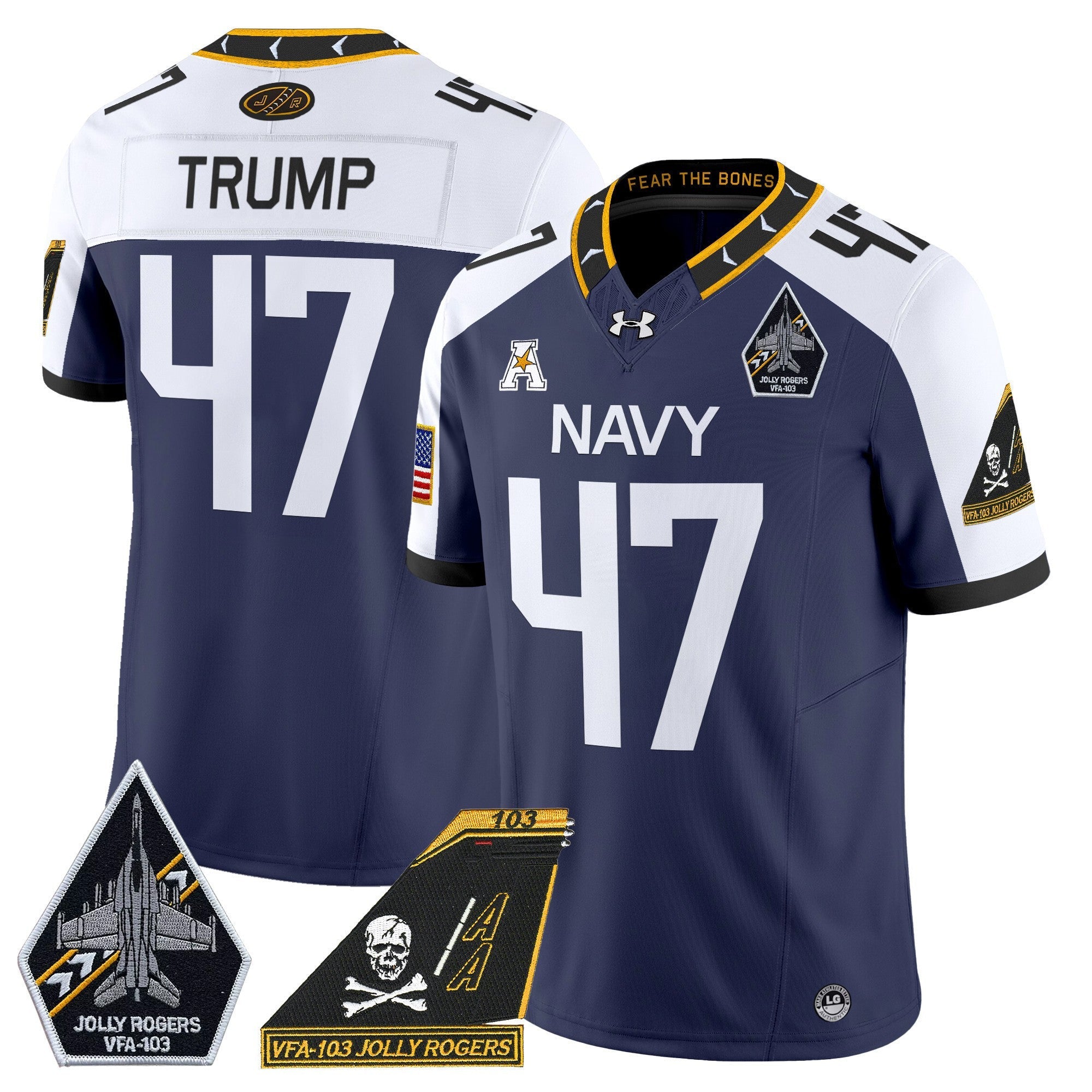 Men's Navy Midshipmen 2024 Jolly Rogers Patch Vapor Limited Jersey - All Stitched