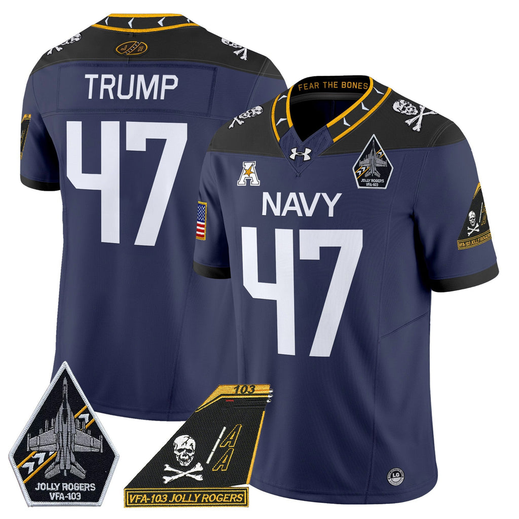 Men's Navy Midshipmen 2024 Jolly Rogers Patch Vapor Limited Jersey - All Stitched