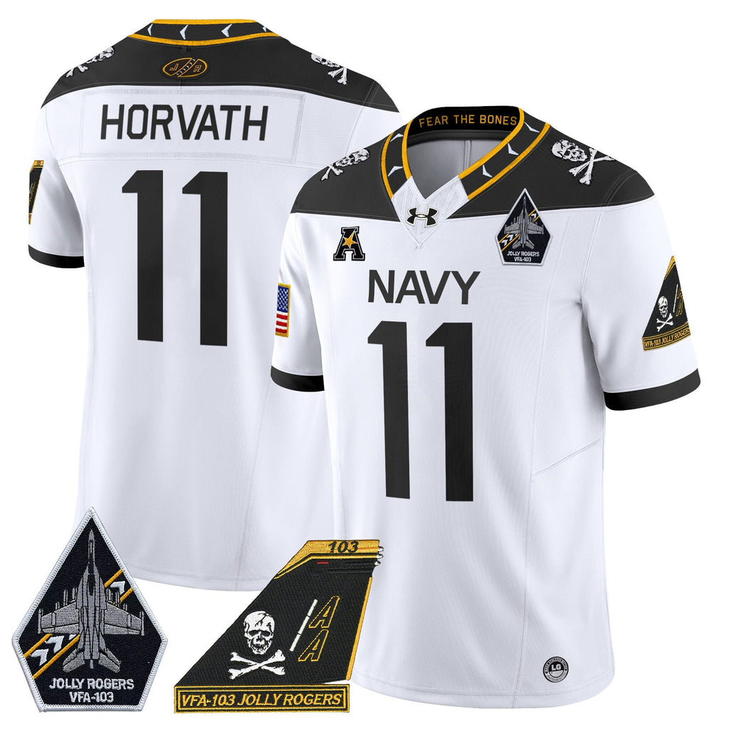 Men's Navy Midshipmen 2024 Jolly Rogers Patch Vapor Limited Jersey - All Stitched