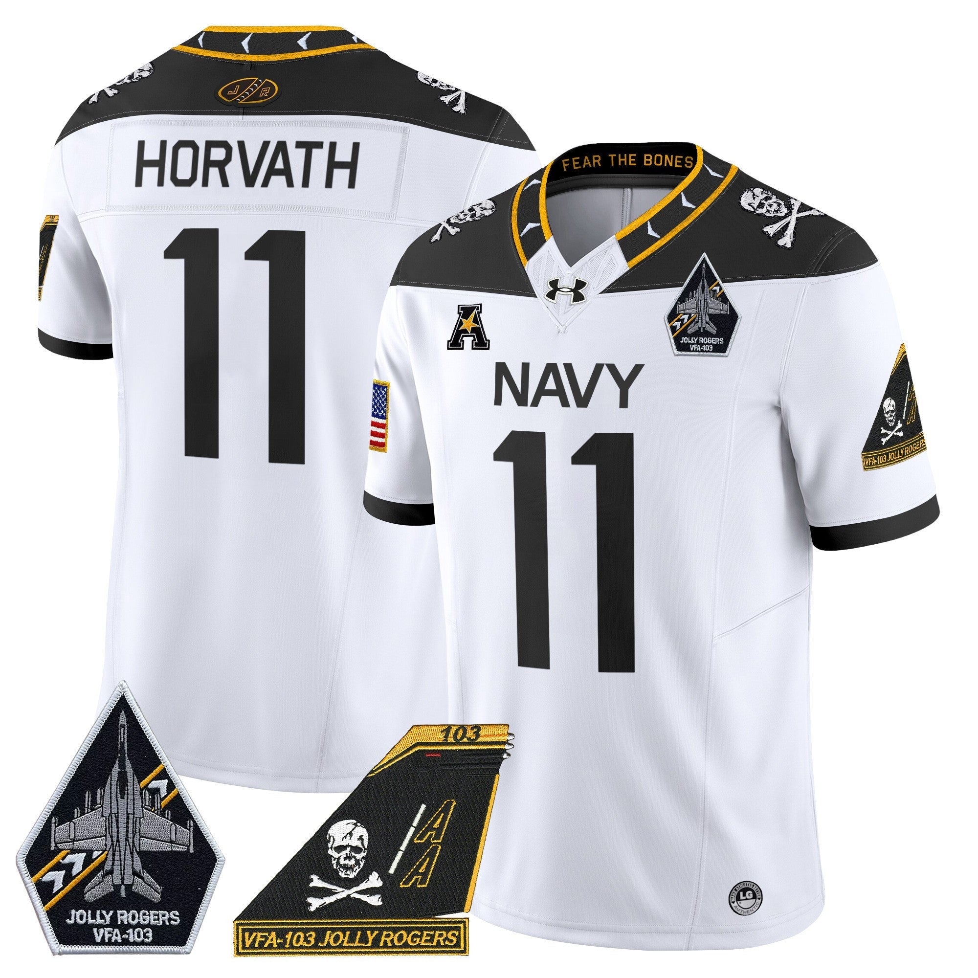 Men's Navy Midshipmen 2024 Jolly Rogers Patch Vapor Limited Jersey - All Stitched
