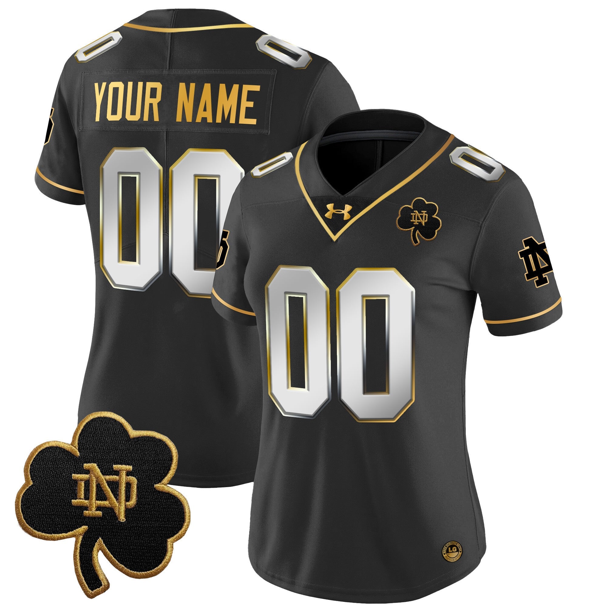 Notre Dame Fighting Irish 2024 Gold Vapor Limited Custom Jersey - All Stitched