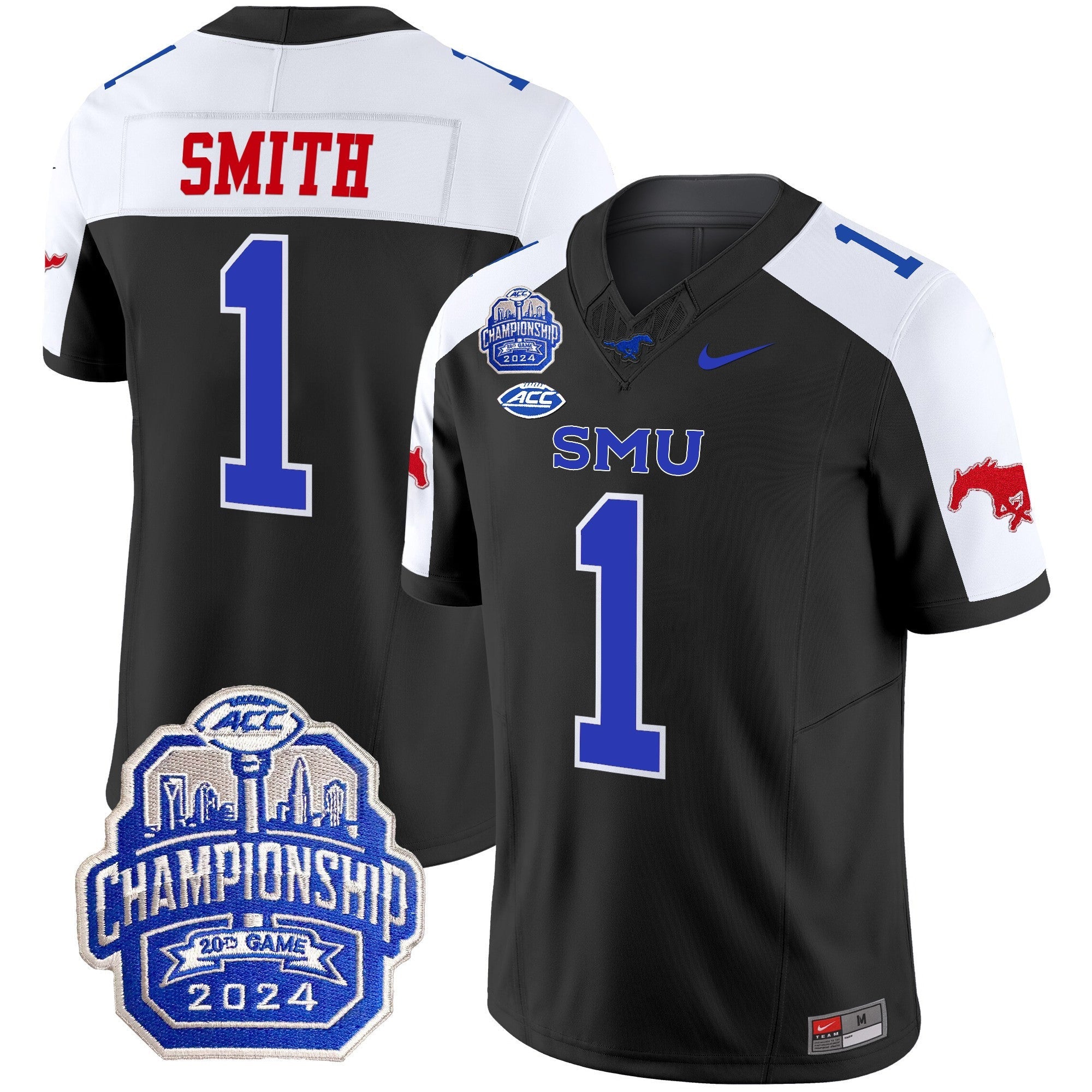 Men's SMU Mustangs 2024 ACC Championship Patch Vapor Limited Jersey - All Stitched