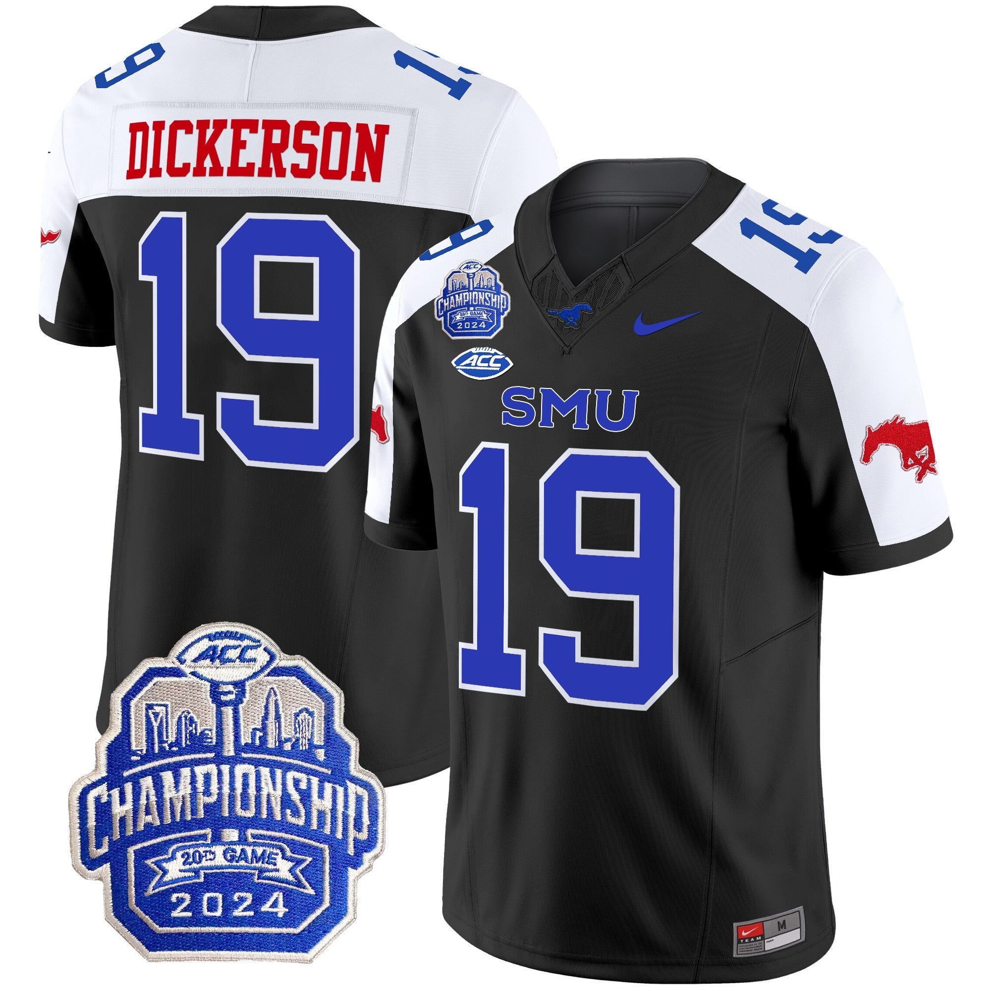Men's SMU Mustangs 2024 ACC Championship Patch Vapor Limited Jersey - All Stitched