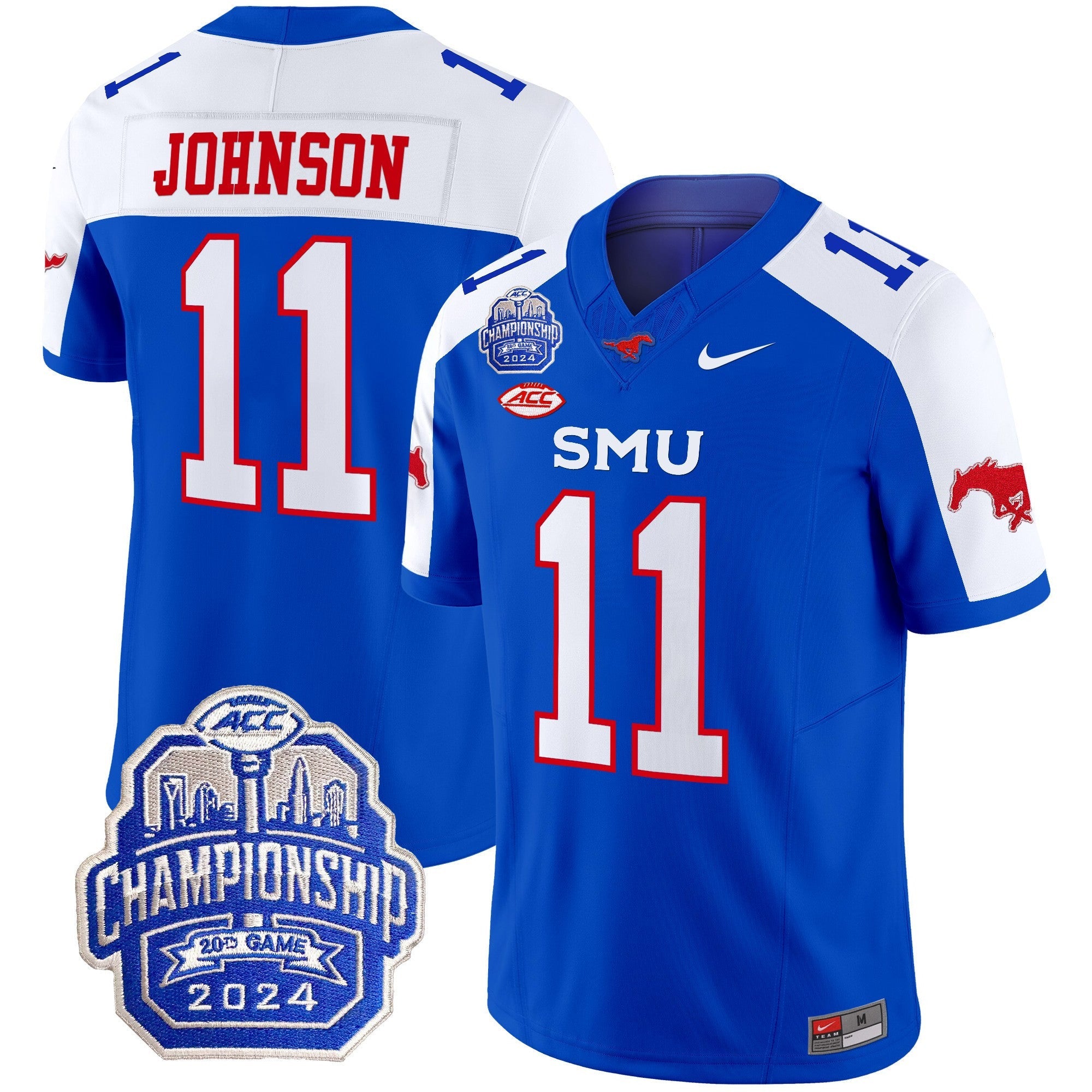 Men's SMU Mustangs 2024 ACC Championship Patch Vapor Limited Jersey - All Stitched