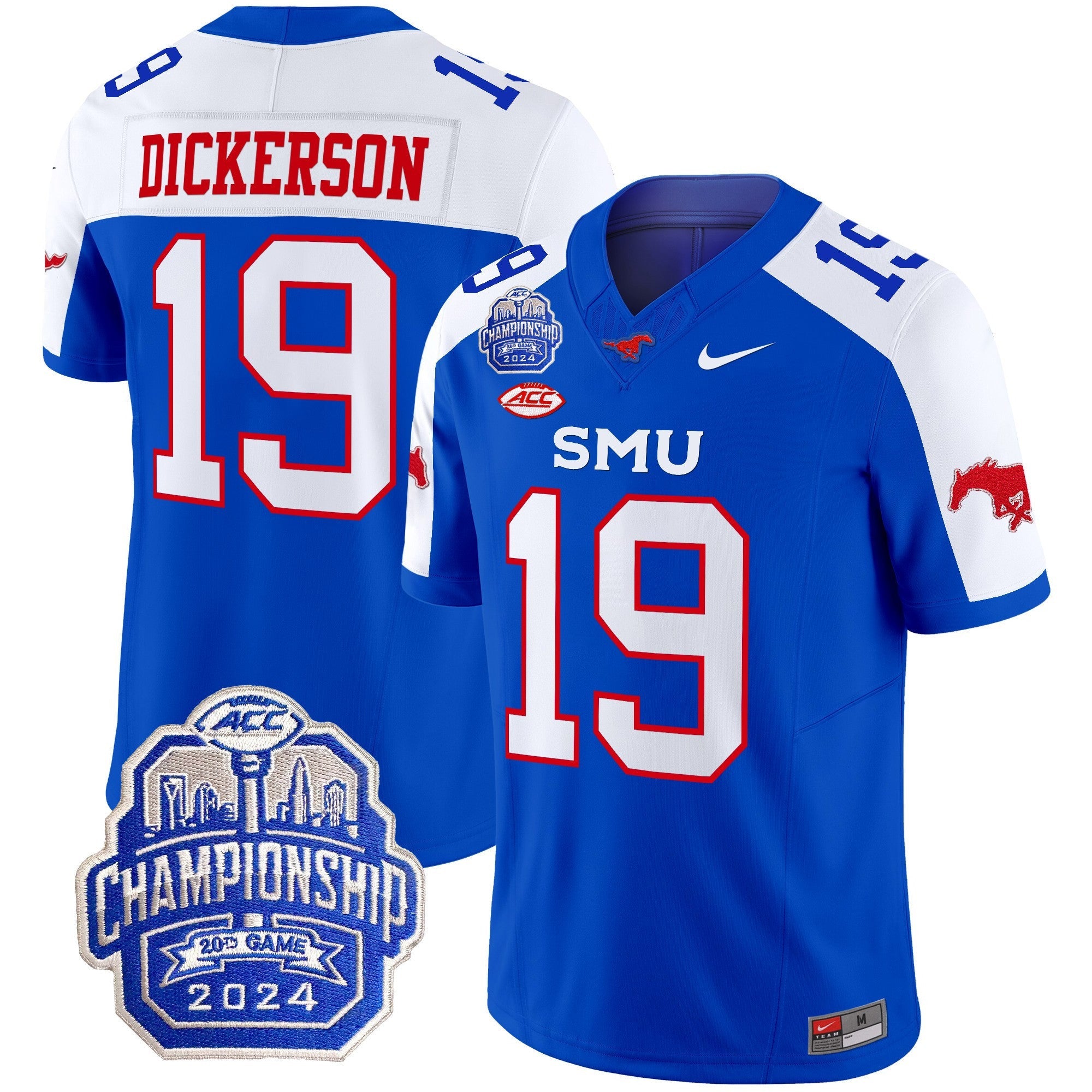 Men's SMU Mustangs 2024 ACC Championship Patch Vapor Limited Jersey - All Stitched