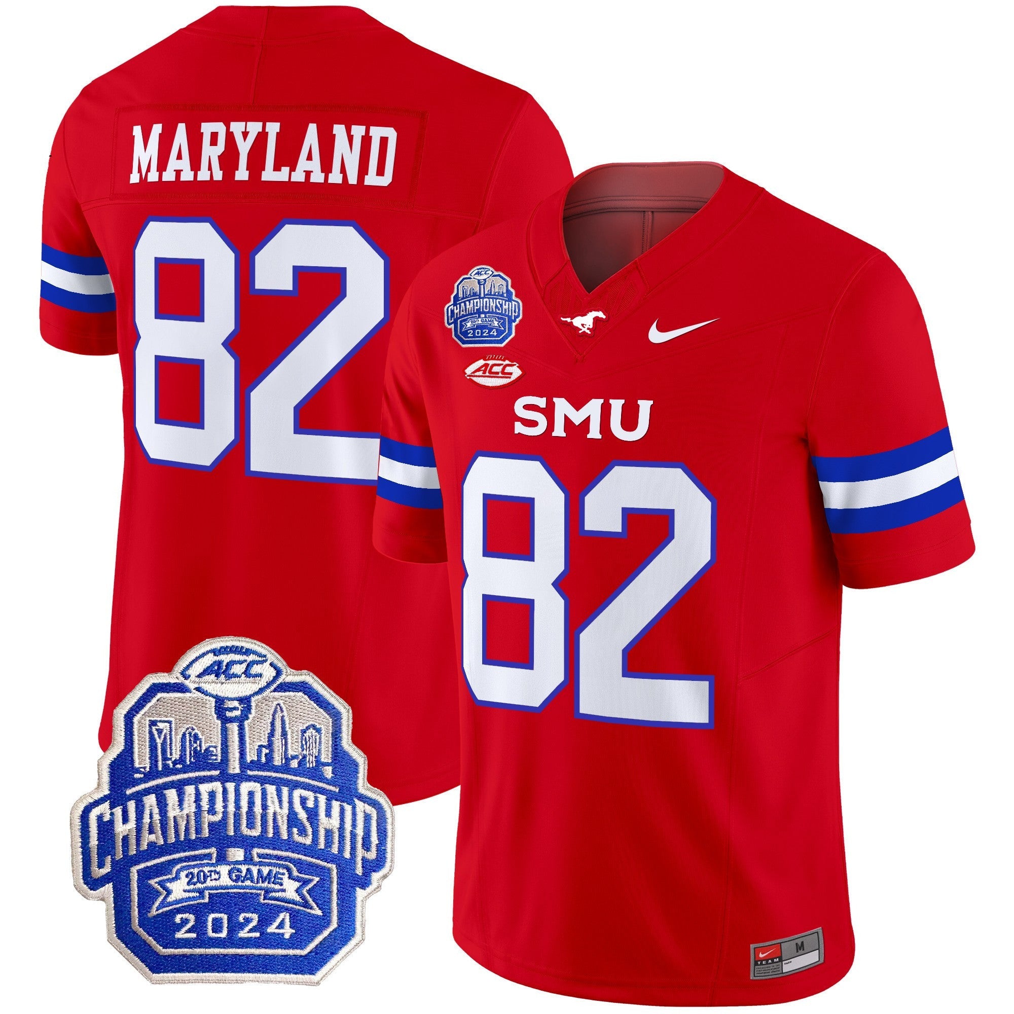 Men's SMU Mustangs 2024 ACC Championship Patch Vapor Limited Jersey - All Stitched