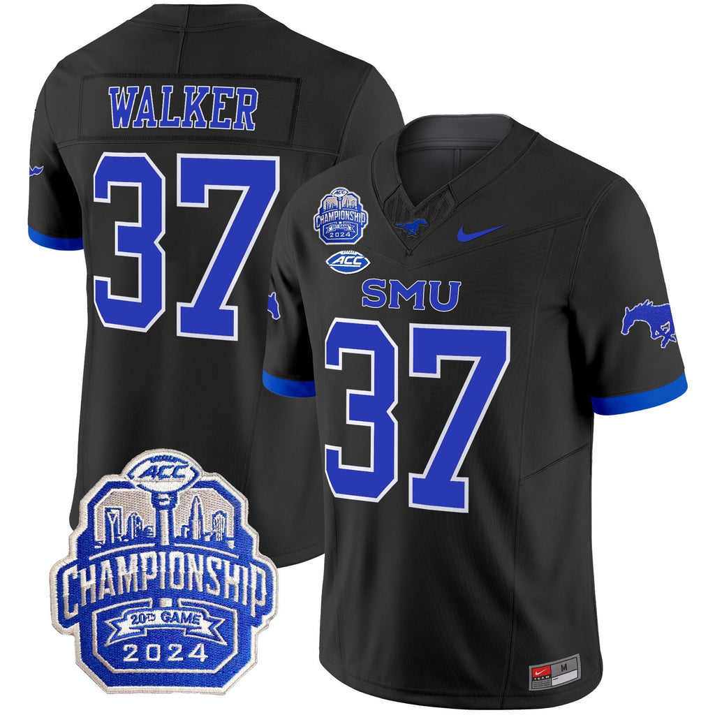 Men's SMU Mustangs 2024 ACC Championship Patch Vapor Limited Jersey - All Stitched