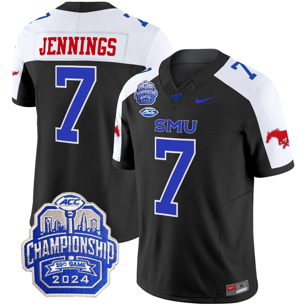 Men's SMU Mustangs 2024 ACC Championship Patch Vapor Limited Jersey - All Stitched