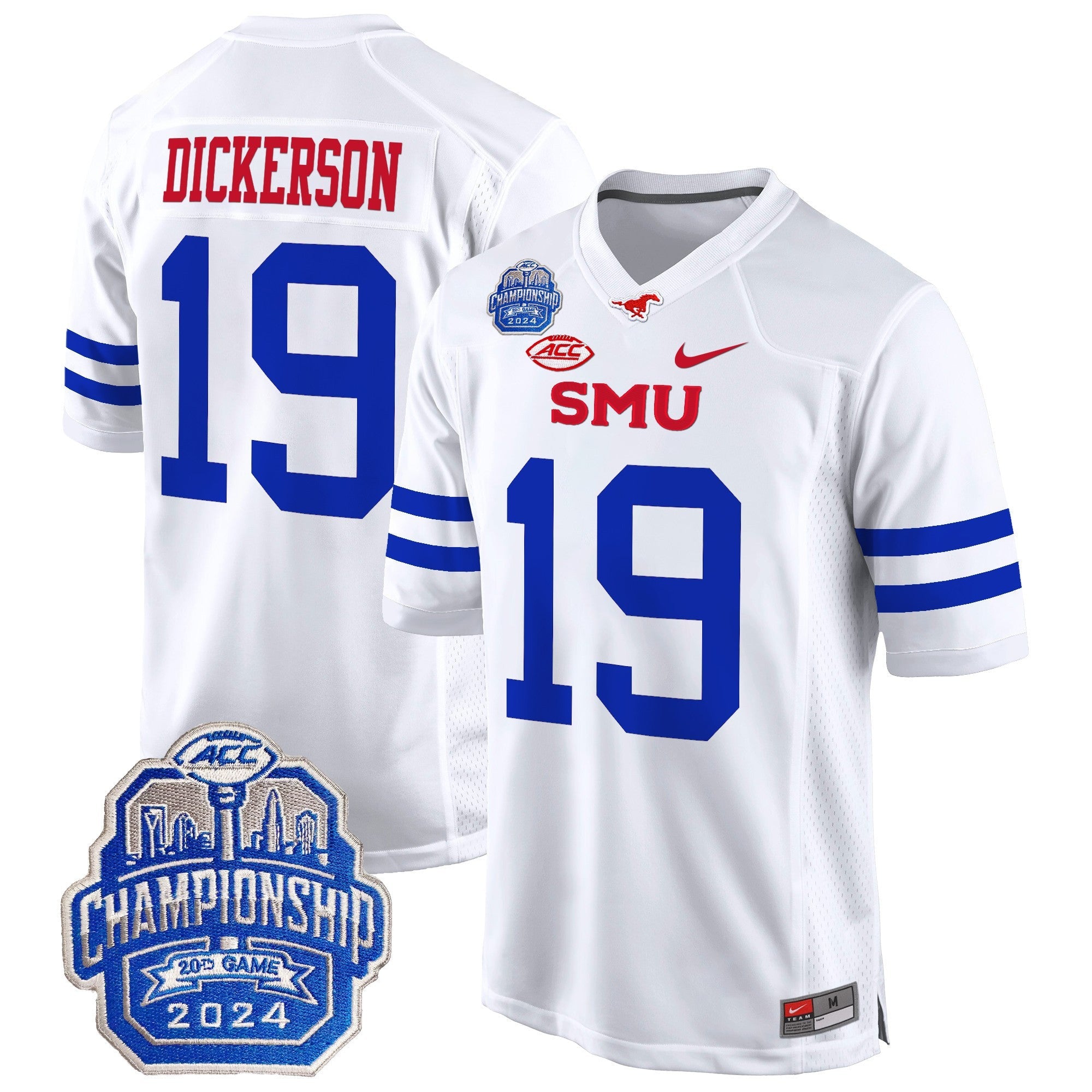 Men's SMU Mustangs 2024 ACC Championship Patch Game Jersey - All Stitched
