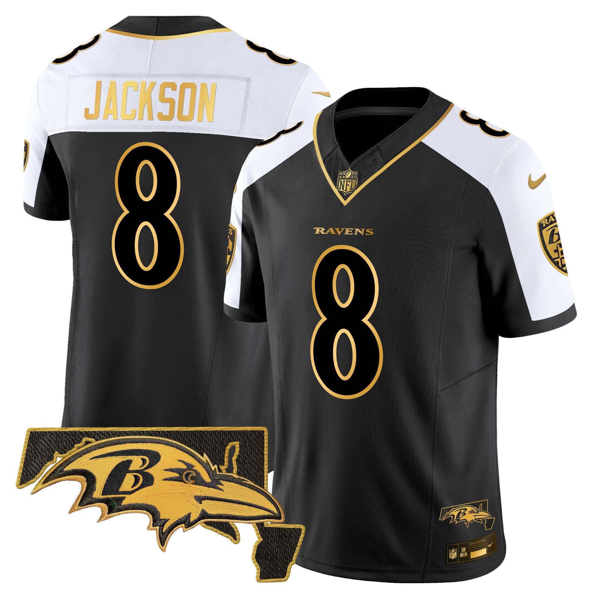 Men's Ravens 2024 Gold Vapor Limited Jersey - All Stitched