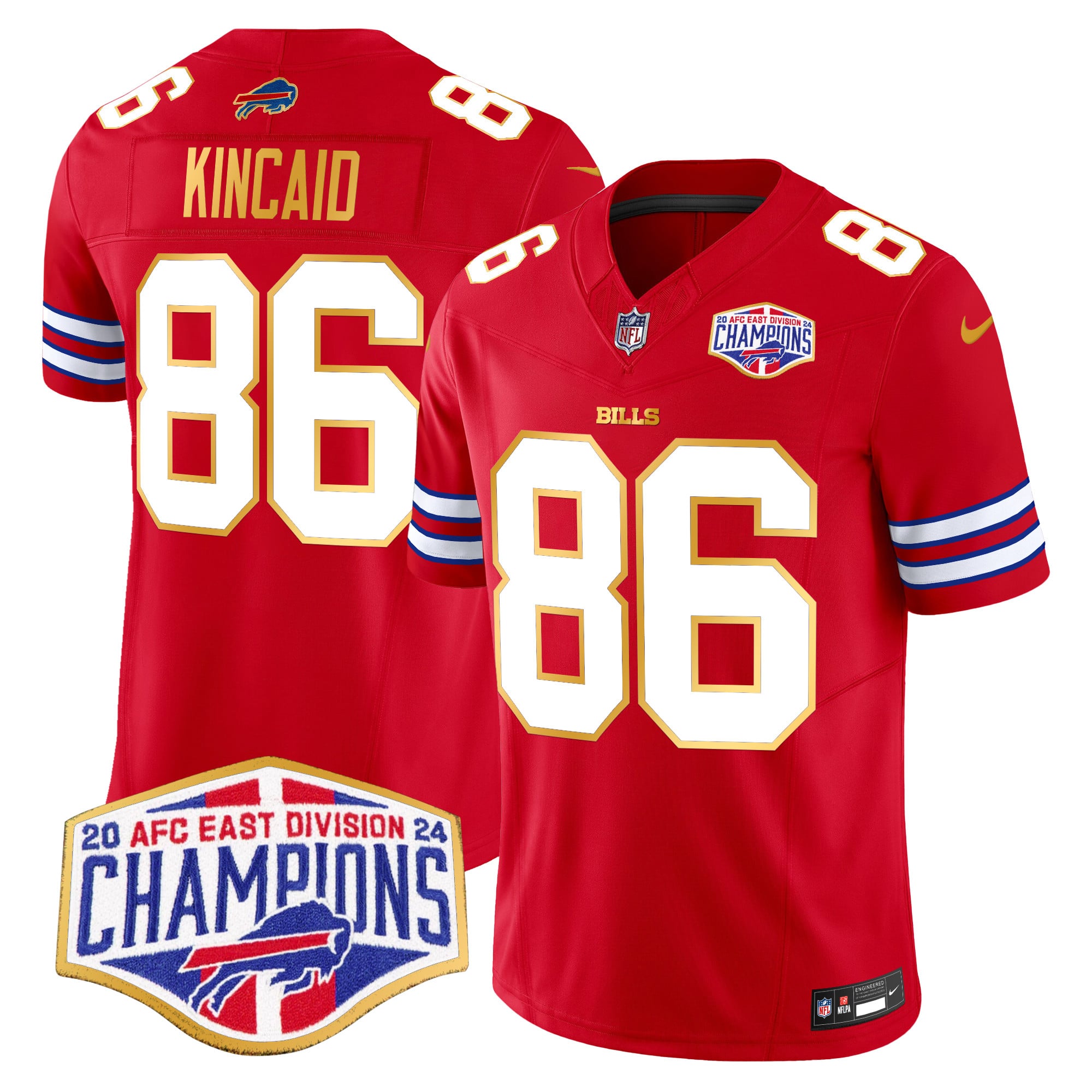 Men's Bills 2024 AFC East Division Champions Gold Trim Vapor Limited Jersey - All Stitched