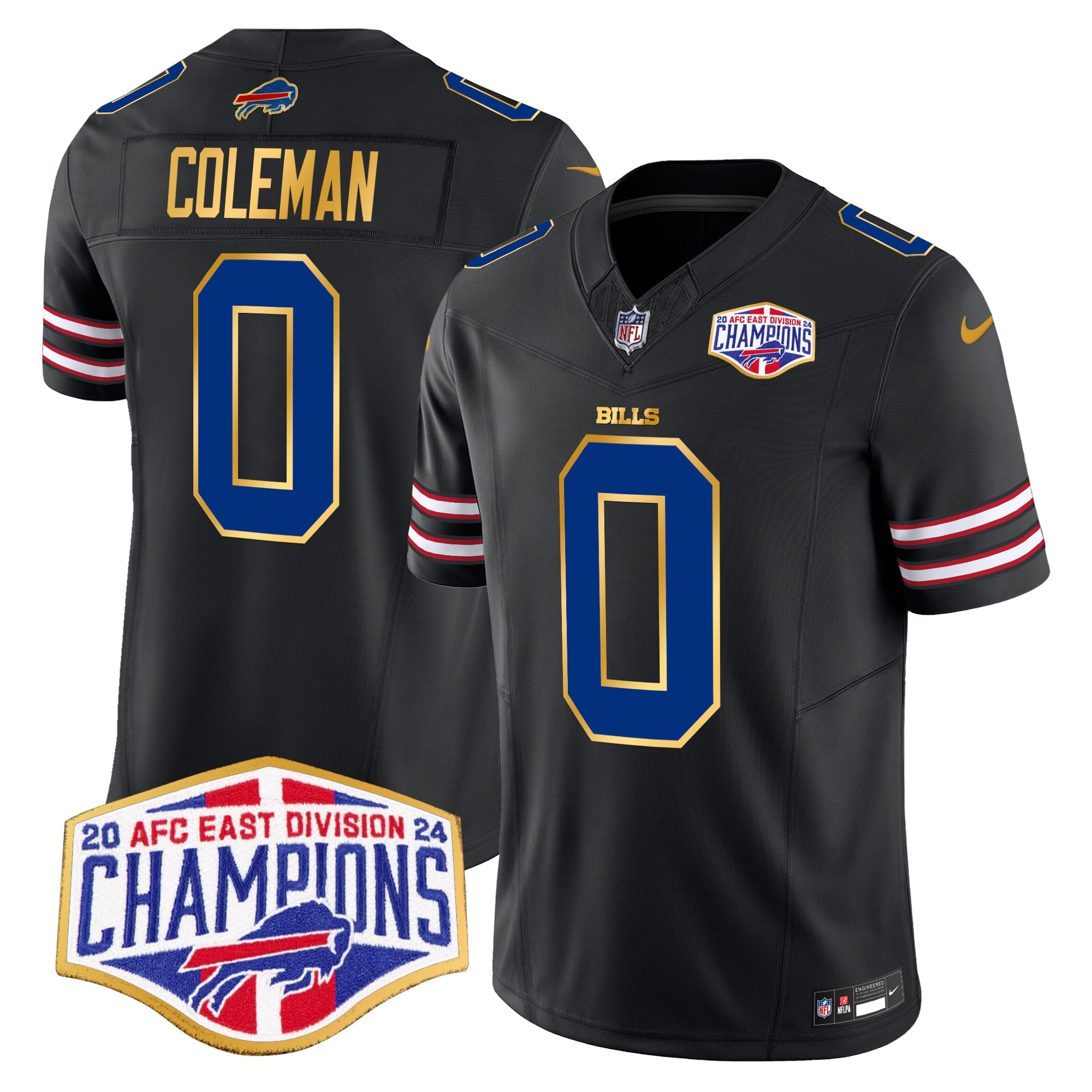 Men's Bills 2024 AFC East Division Champions Gold Trim Vapor Limited Jersey - All Stitched