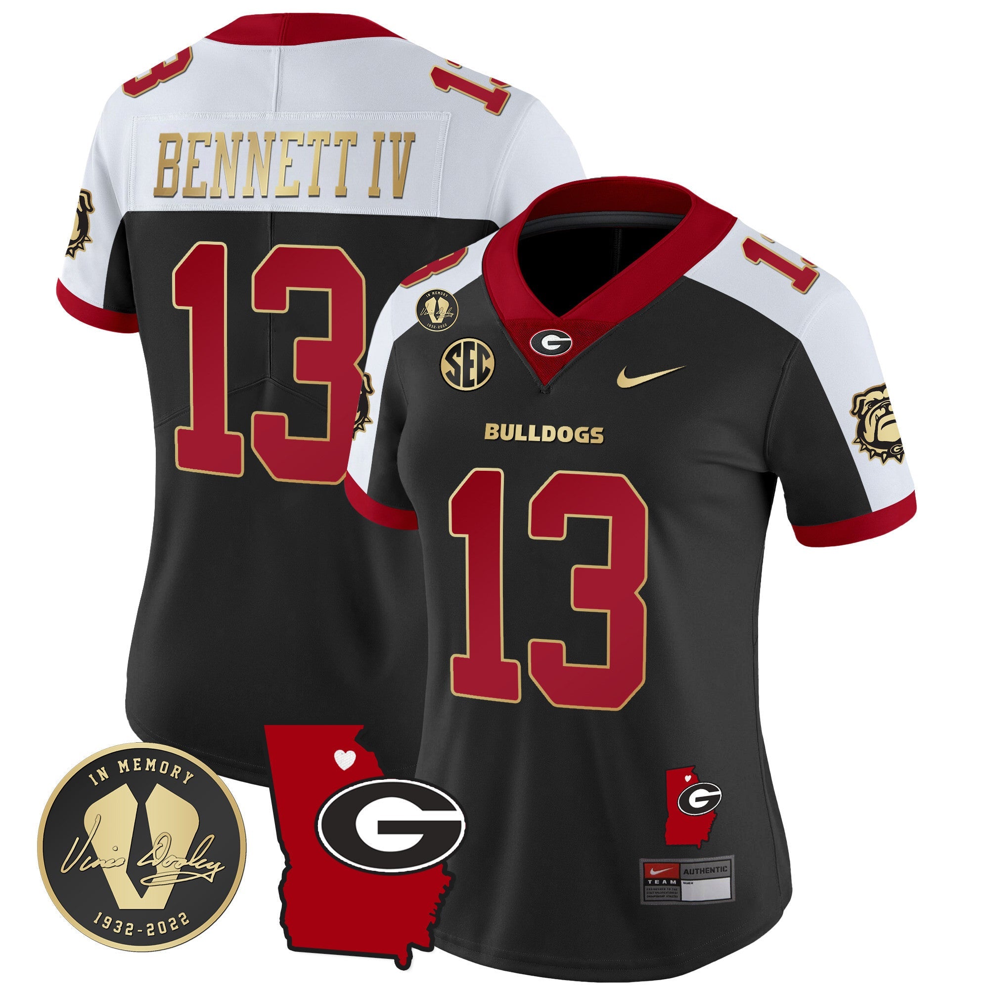 Women's Georgia Bulldogs 2024 Vapor Jersey V4 - Georgia Map - All Stitched
