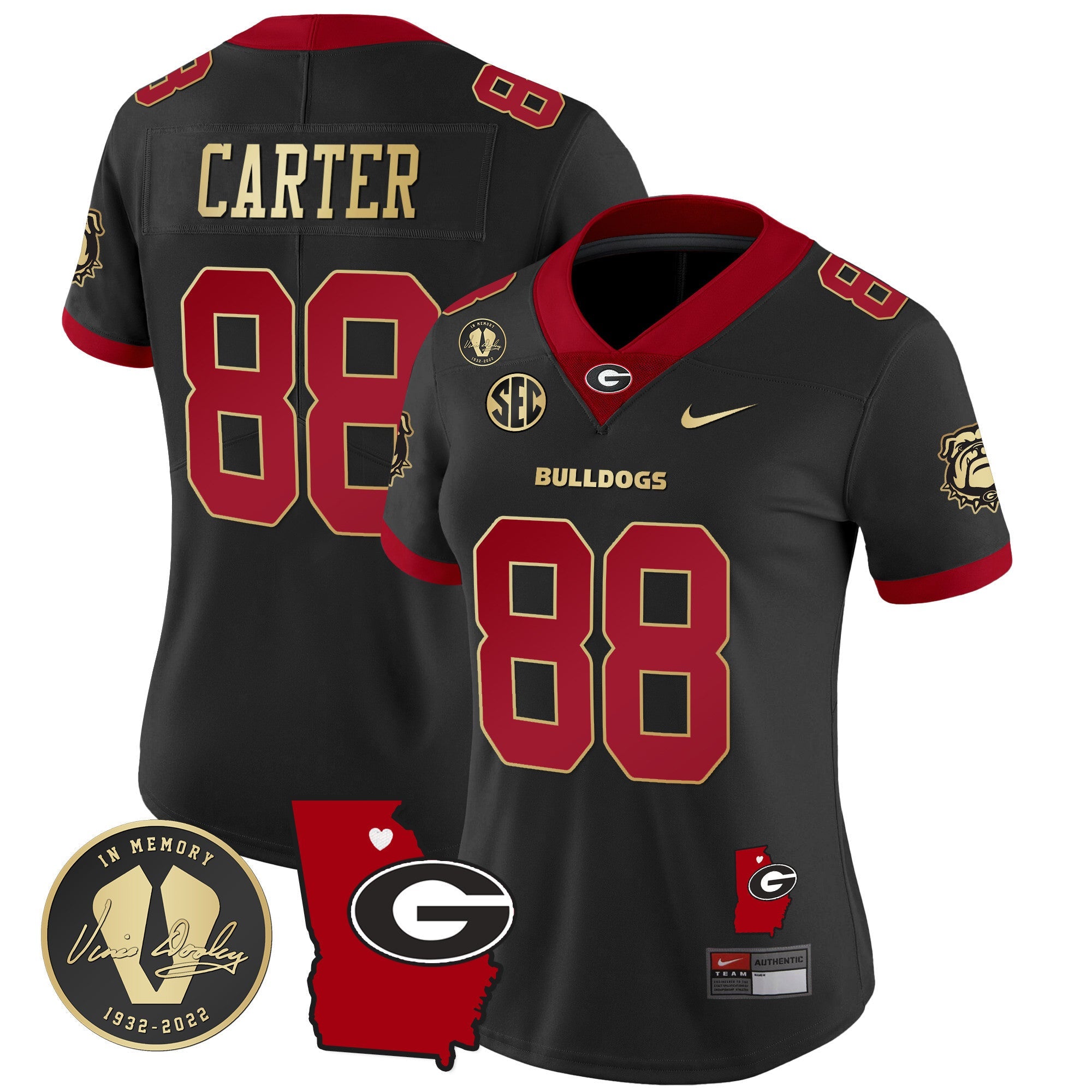 Women's Georgia Bulldogs 2024 Vapor Jersey V4 - Georgia Map - All Stitched