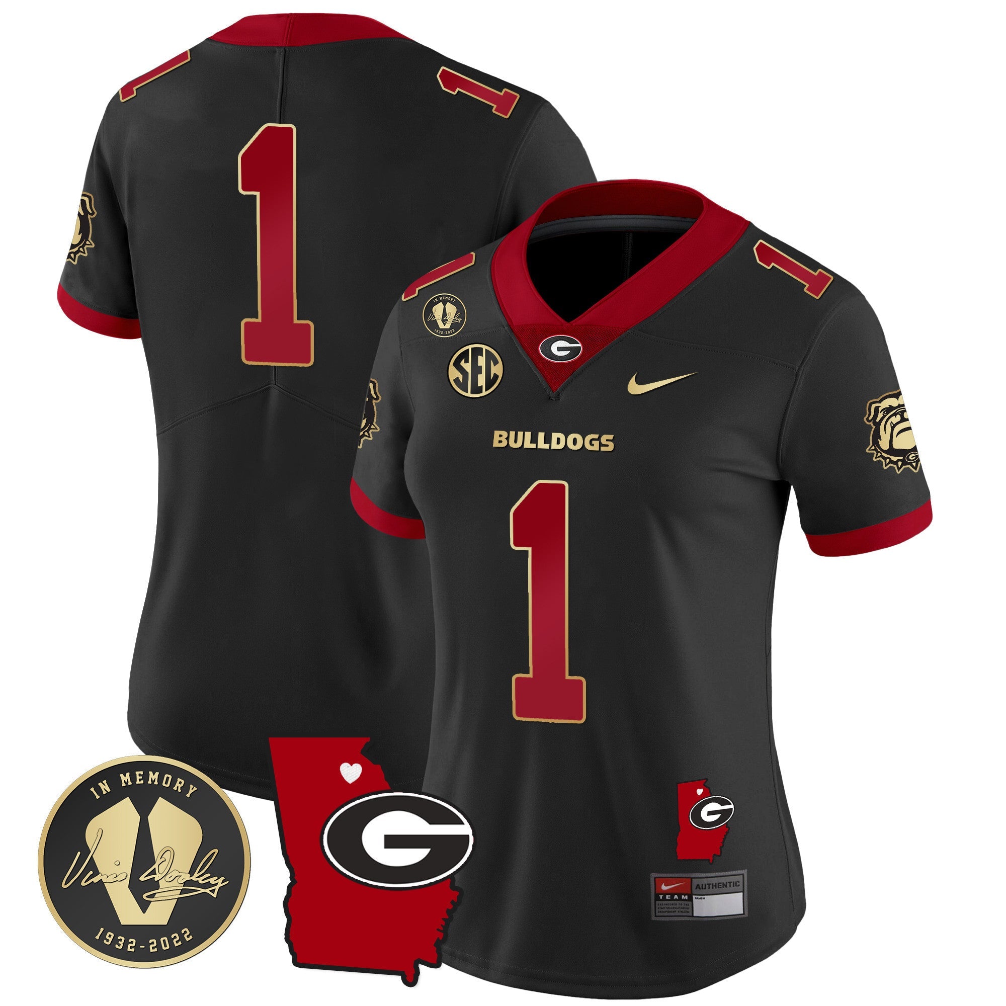 Women's Georgia Bulldogs 2024 Vapor Jersey V4 - Georgia Map - All Stitched