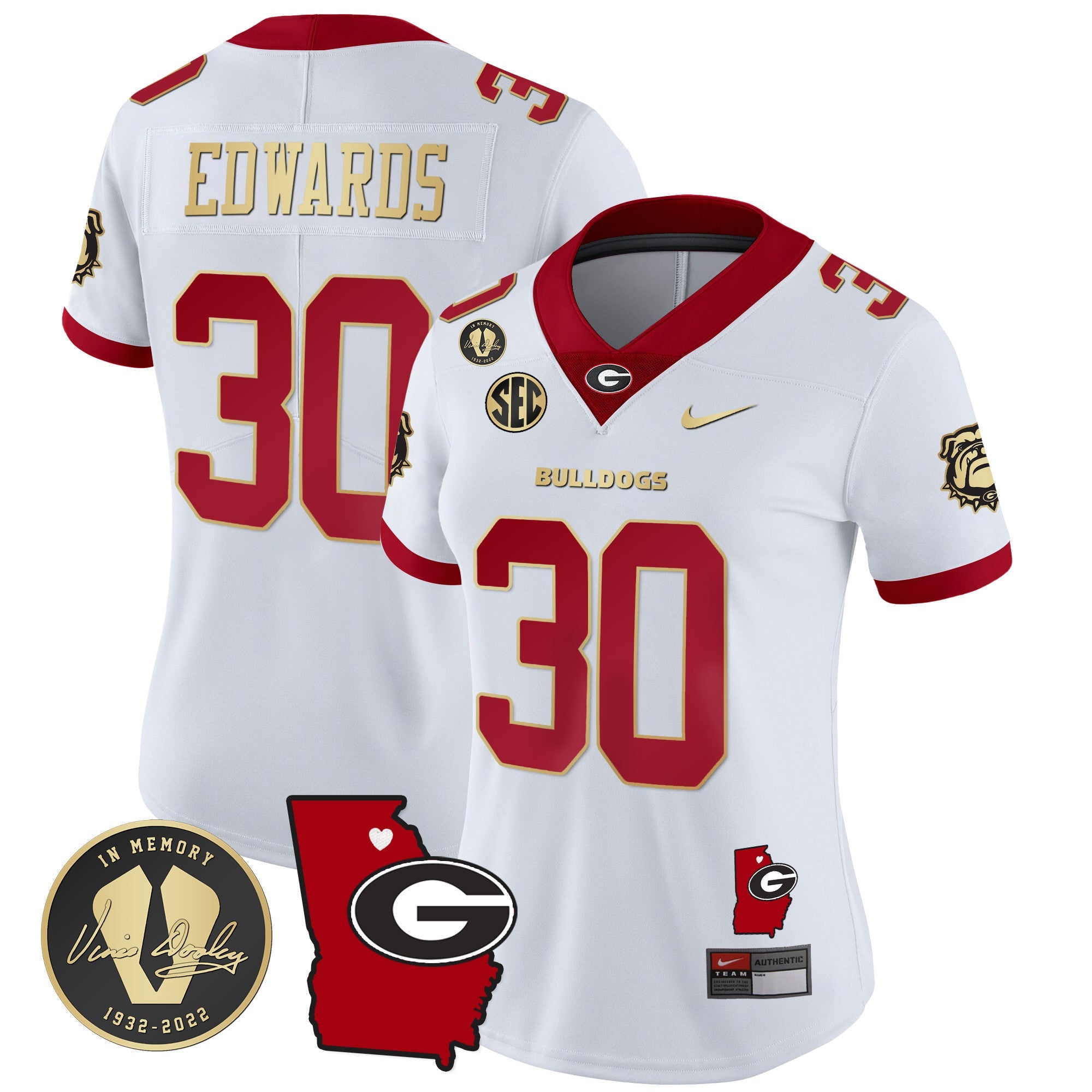 Women's Georgia Bulldogs 2024 Vapor Jersey V4 - Georgia Map - All Stitched