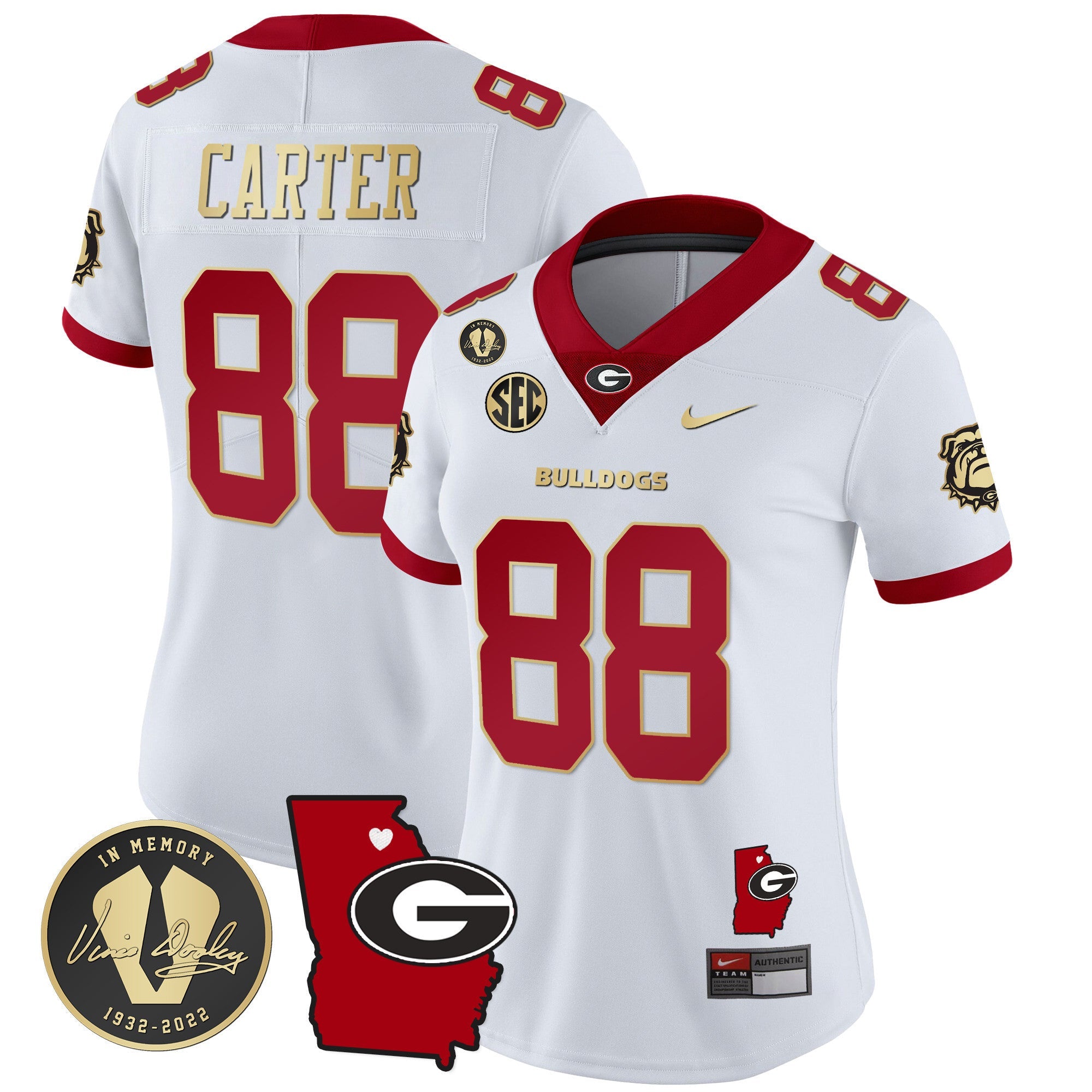 Women's Georgia Bulldogs 2024 Vapor Jersey V4 - Georgia Map - All Stitched