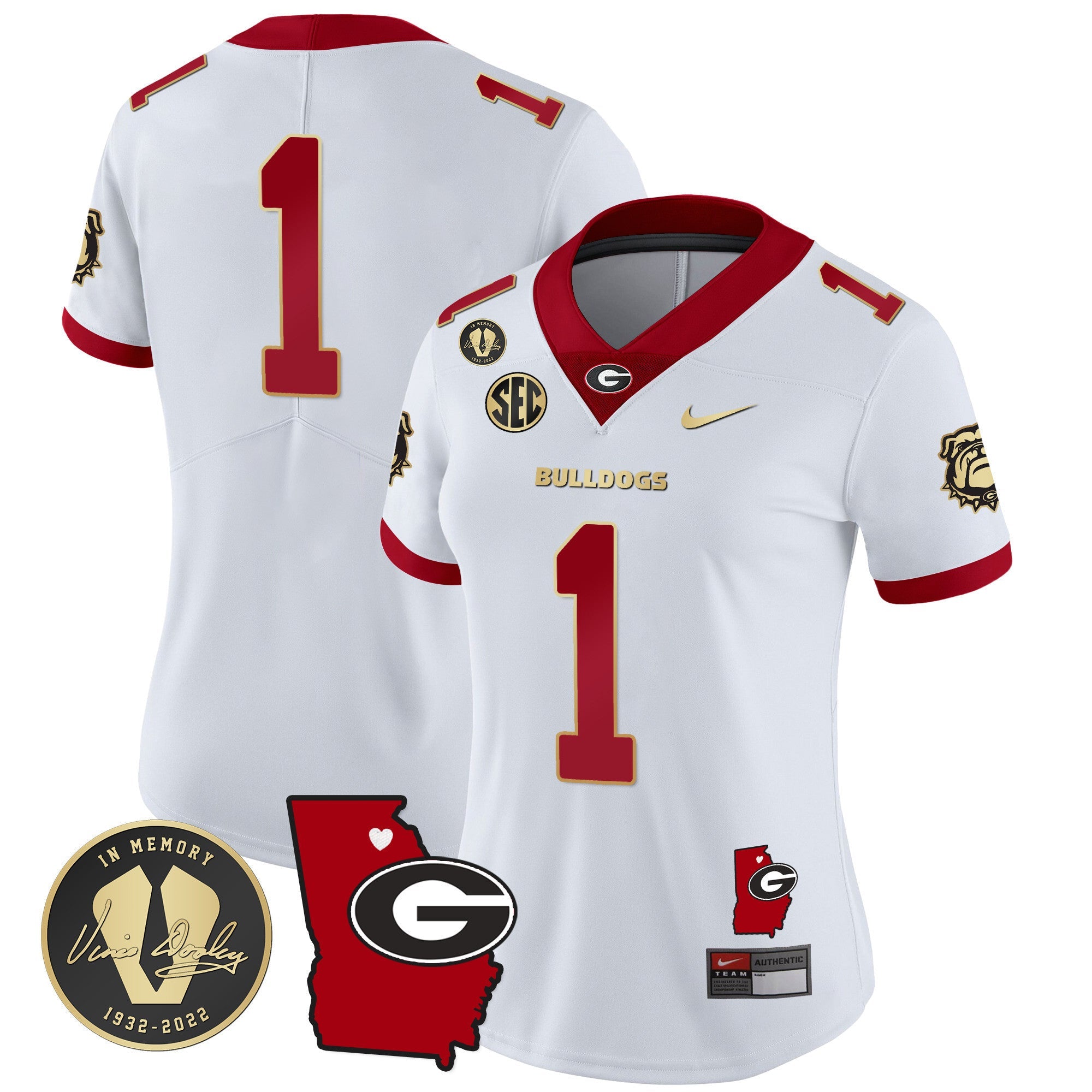 Women's Georgia Bulldogs 2024 Vapor Jersey V4 - Georgia Map - All Stitched