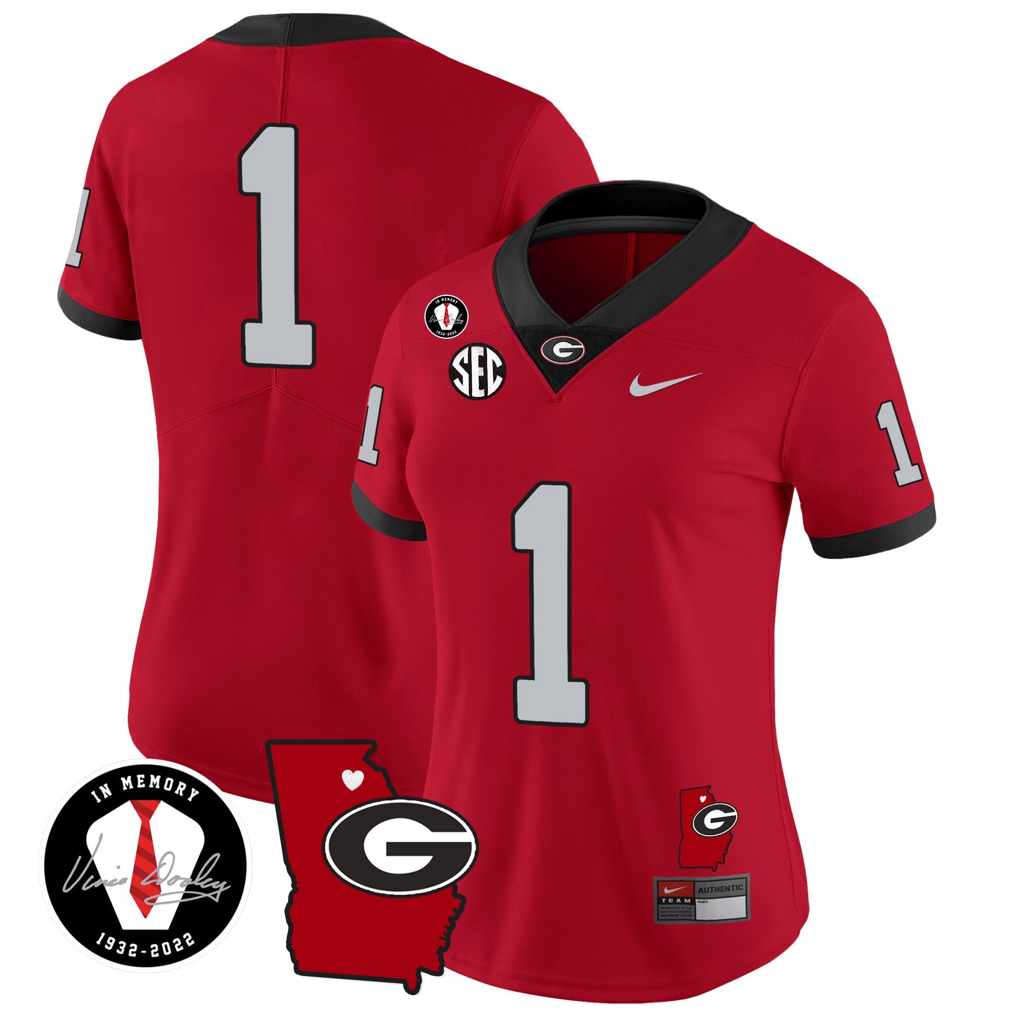 Women's Georgia Bulldogs 2024 Vapor Jersey V4 - Georgia Map - All Stitched