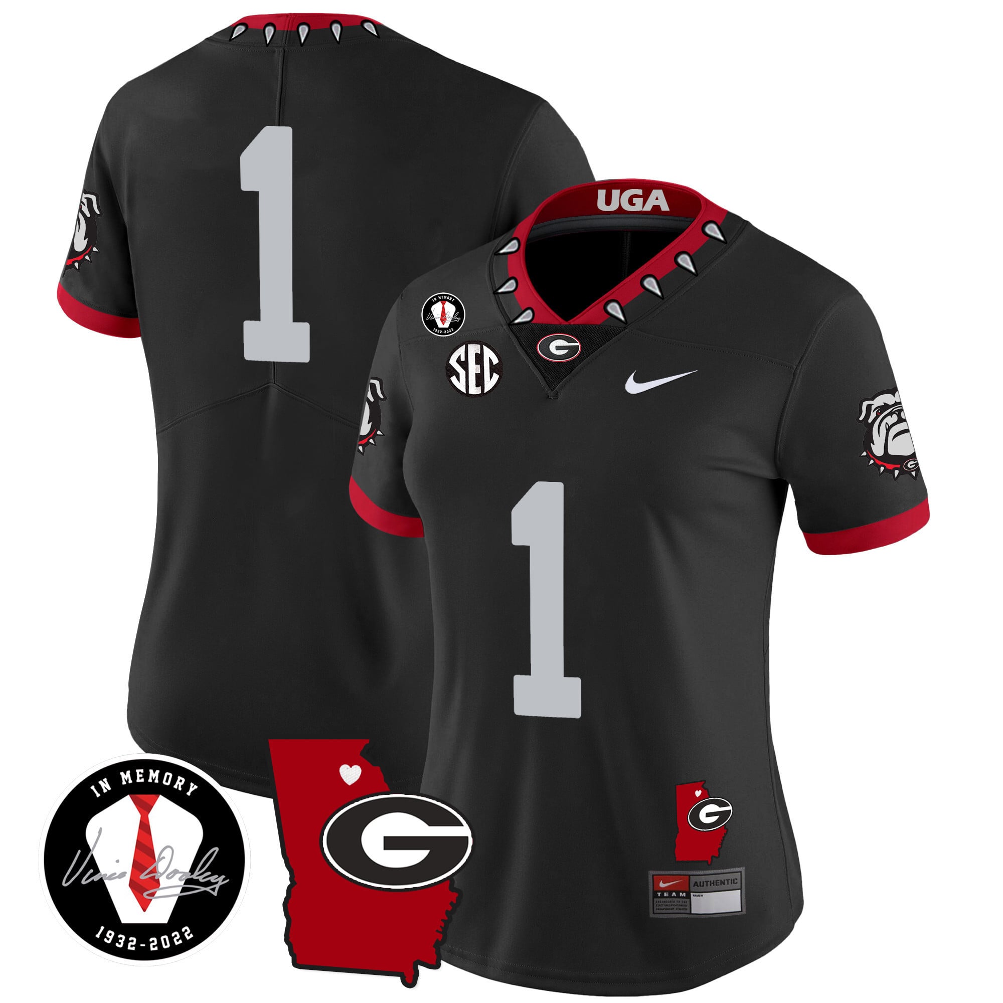 Women's Georgia Bulldogs 2024 Vapor Jersey V4 - Georgia Map - All Stitched