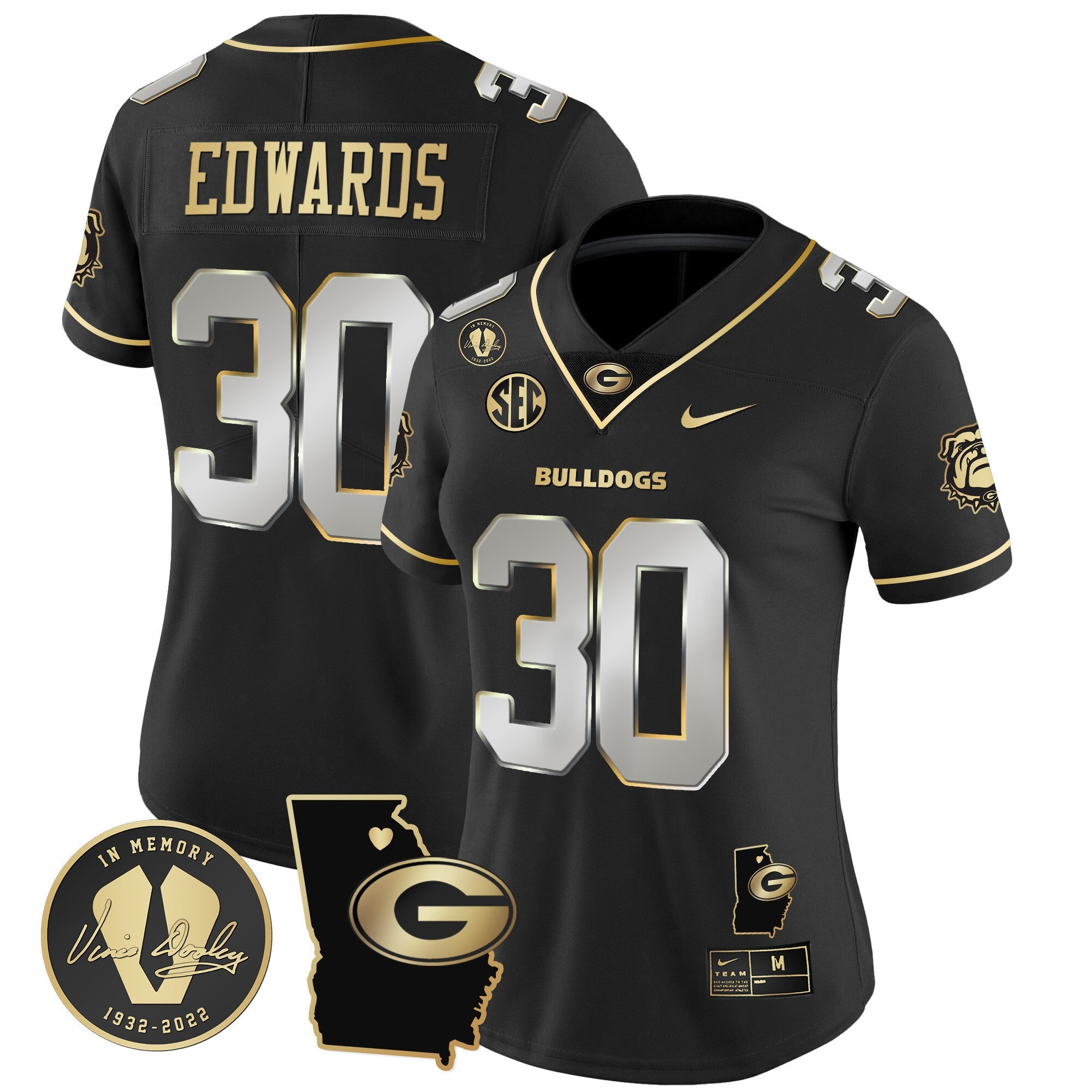 Women's Georgia Bulldogs 2024 Vapor Jersey V4 - Georgia Map - All Stitched
