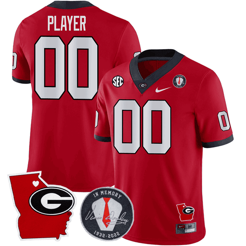Custom Name/Gender Georgia Bulldogs 2024 Vince Dooley Patch & Georgia State Map Jersey - All Stitched