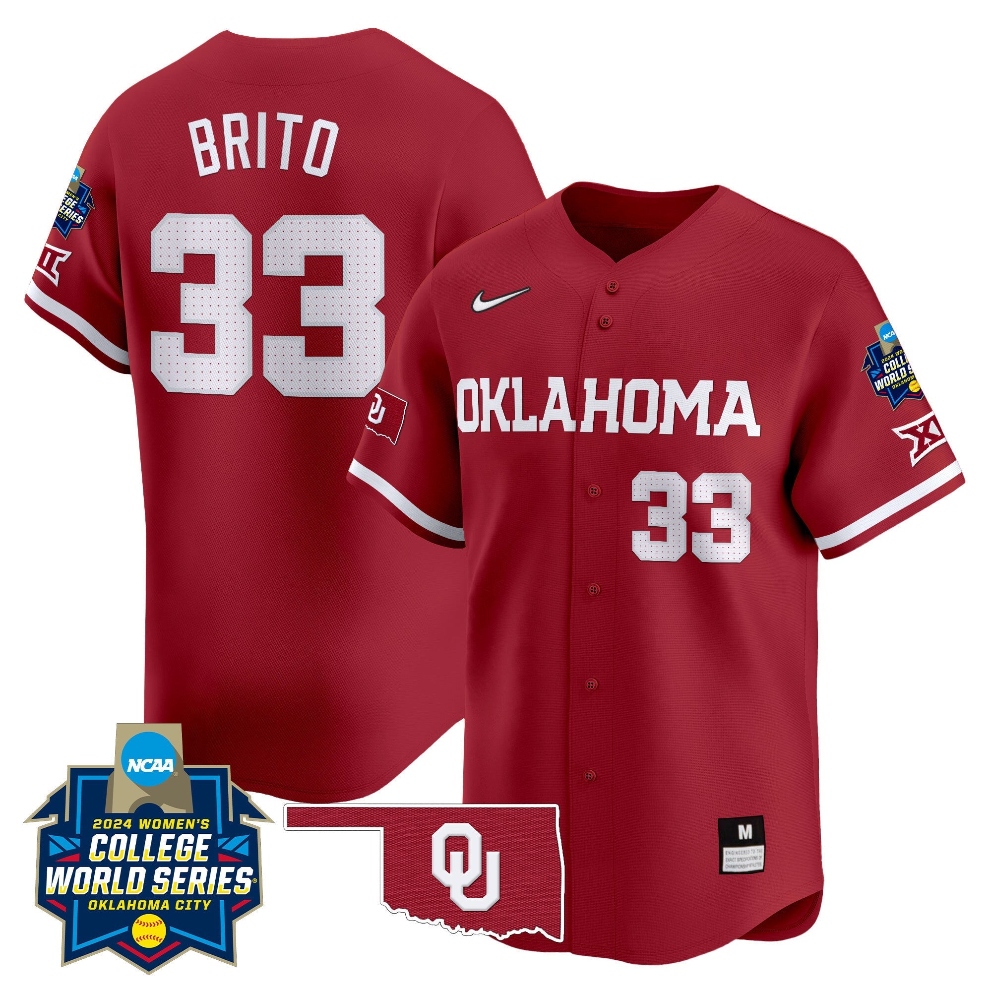 Men's size - Oklahoma Sooners Women's College World Series Champions Vapor Premier Limited Jersey - All Stitched