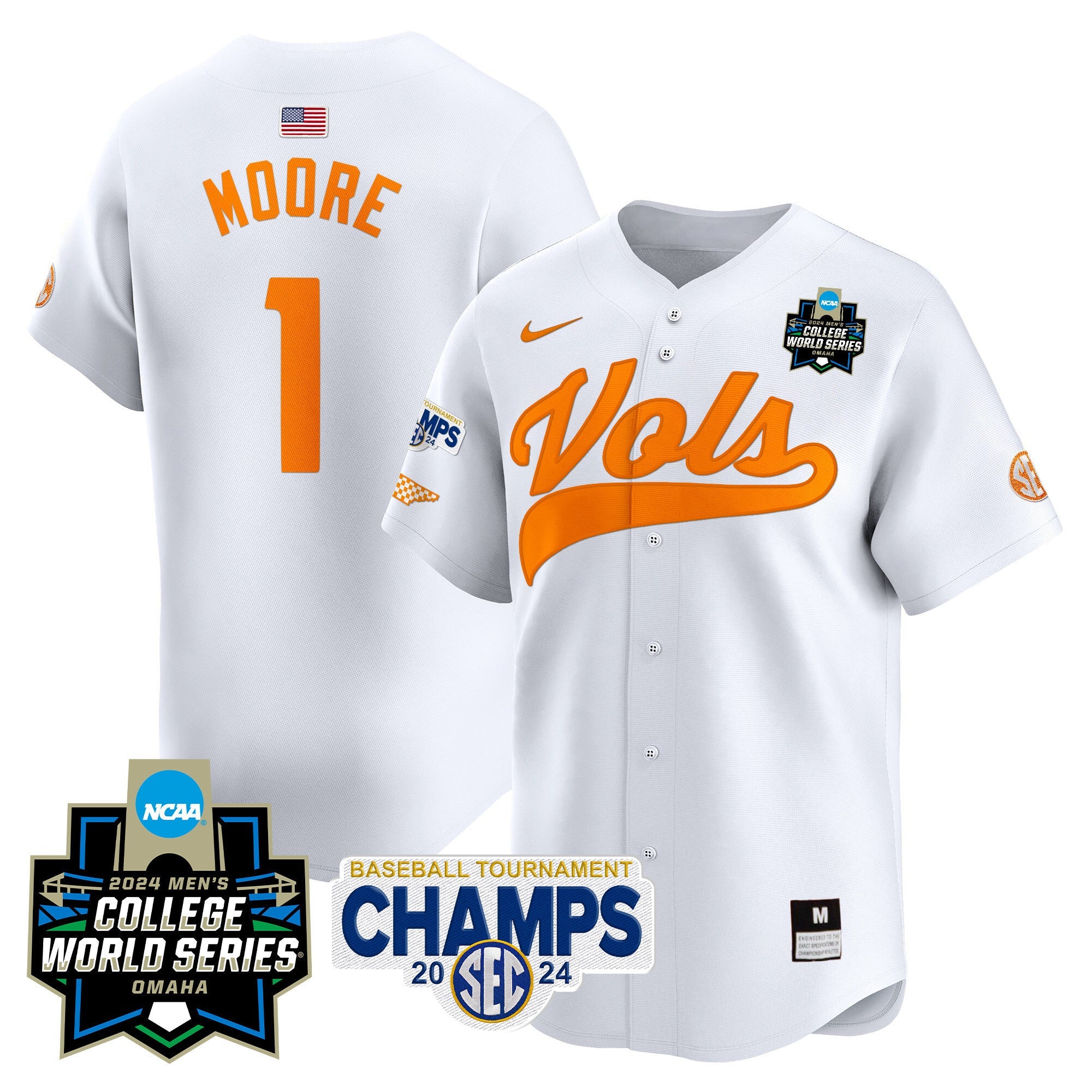 Men's Tennessee Volunteers 2024 Tournament Champs & World Series Vapor Premier Limited Jersey - All Stitched
