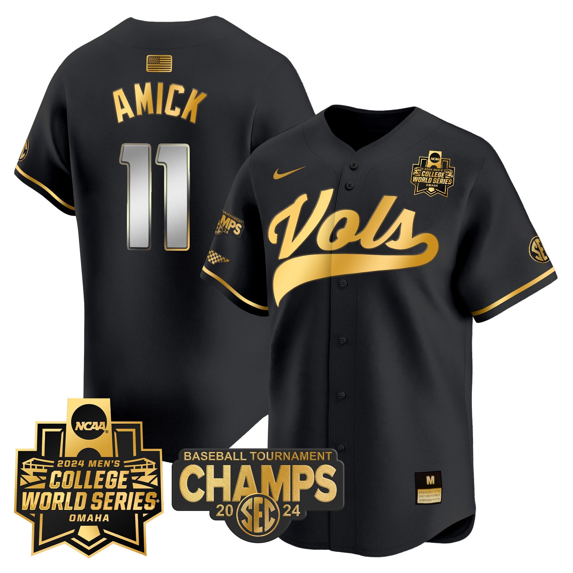 Men's Tennessee Volunteers 2024 Tournament Champs & World Series Vapor Premier Limited Jersey - All Stitched