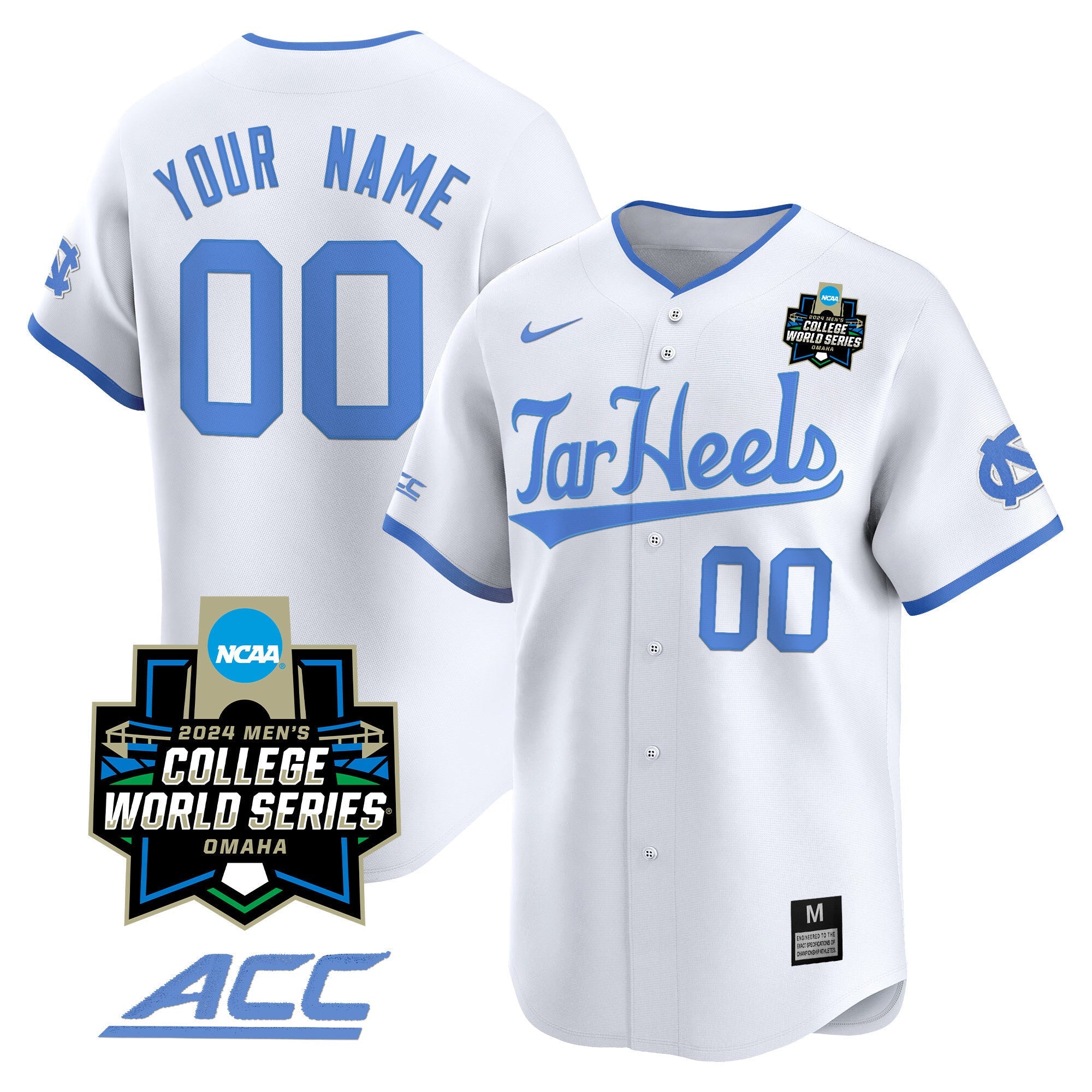 North Carolina Tar Heels 2024 College World Series Vapor Premier Limited Custom Jersey - All Stitched